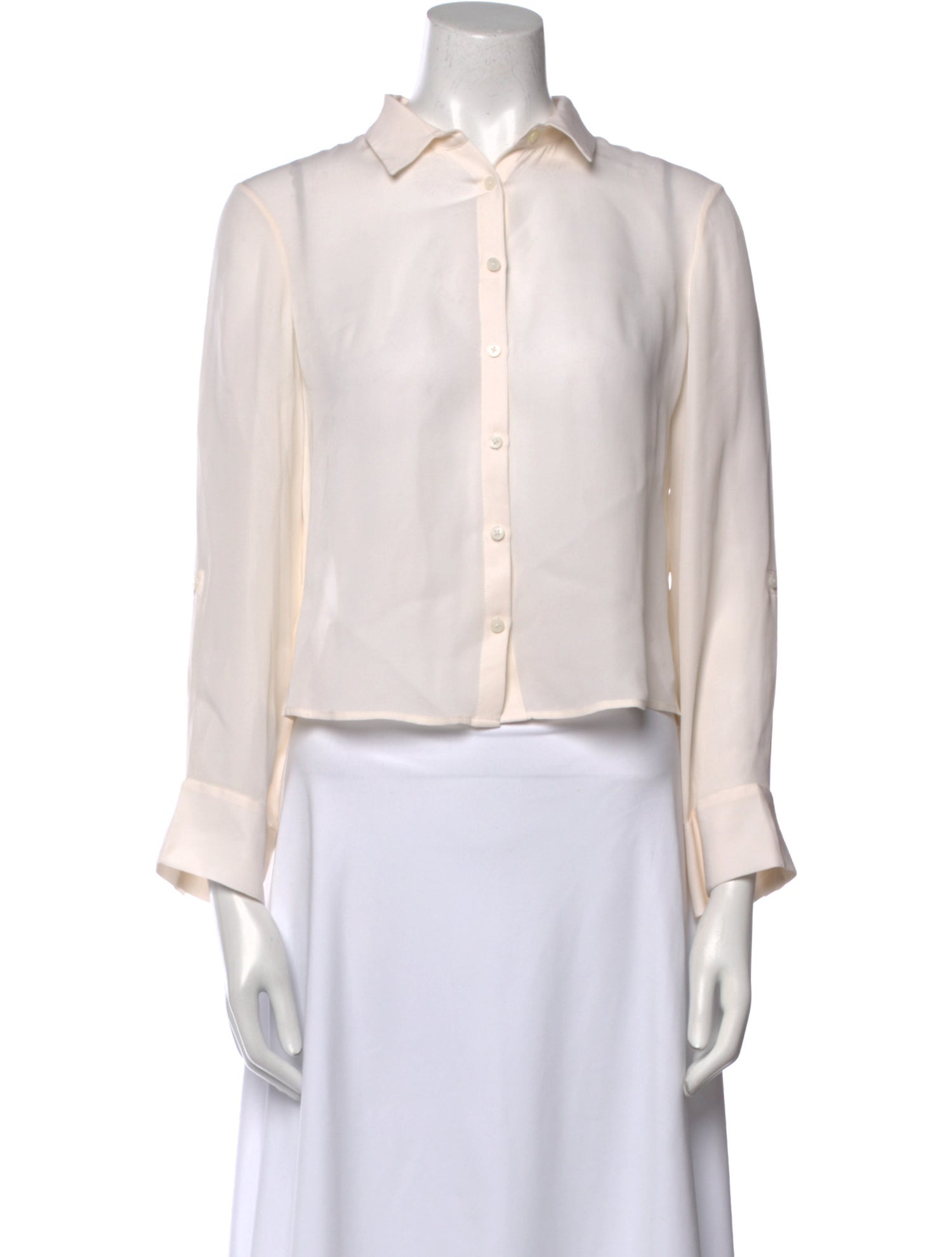 Alice + Olivia Silk Long Sleeve Crop Top