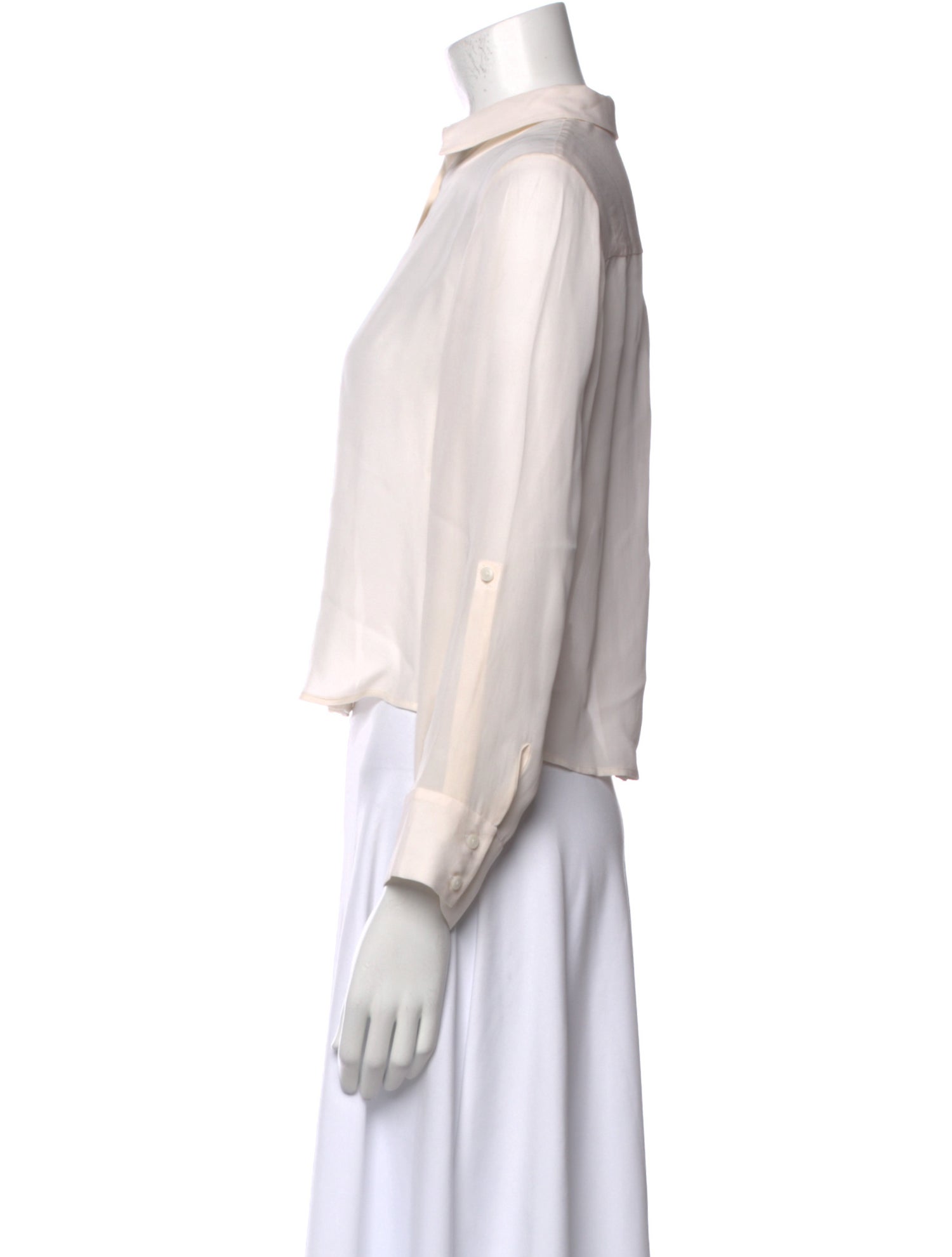 Alice + Olivia Silk Long Sleeve Crop Top