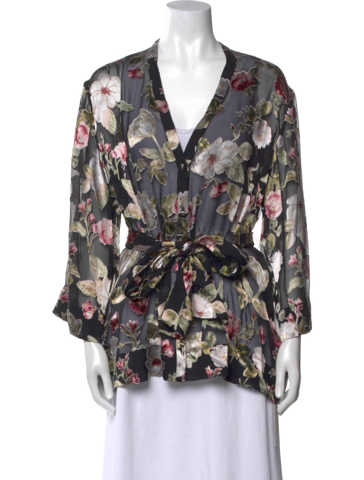 Alice + Olivia Floral Print V-Neck Blouse