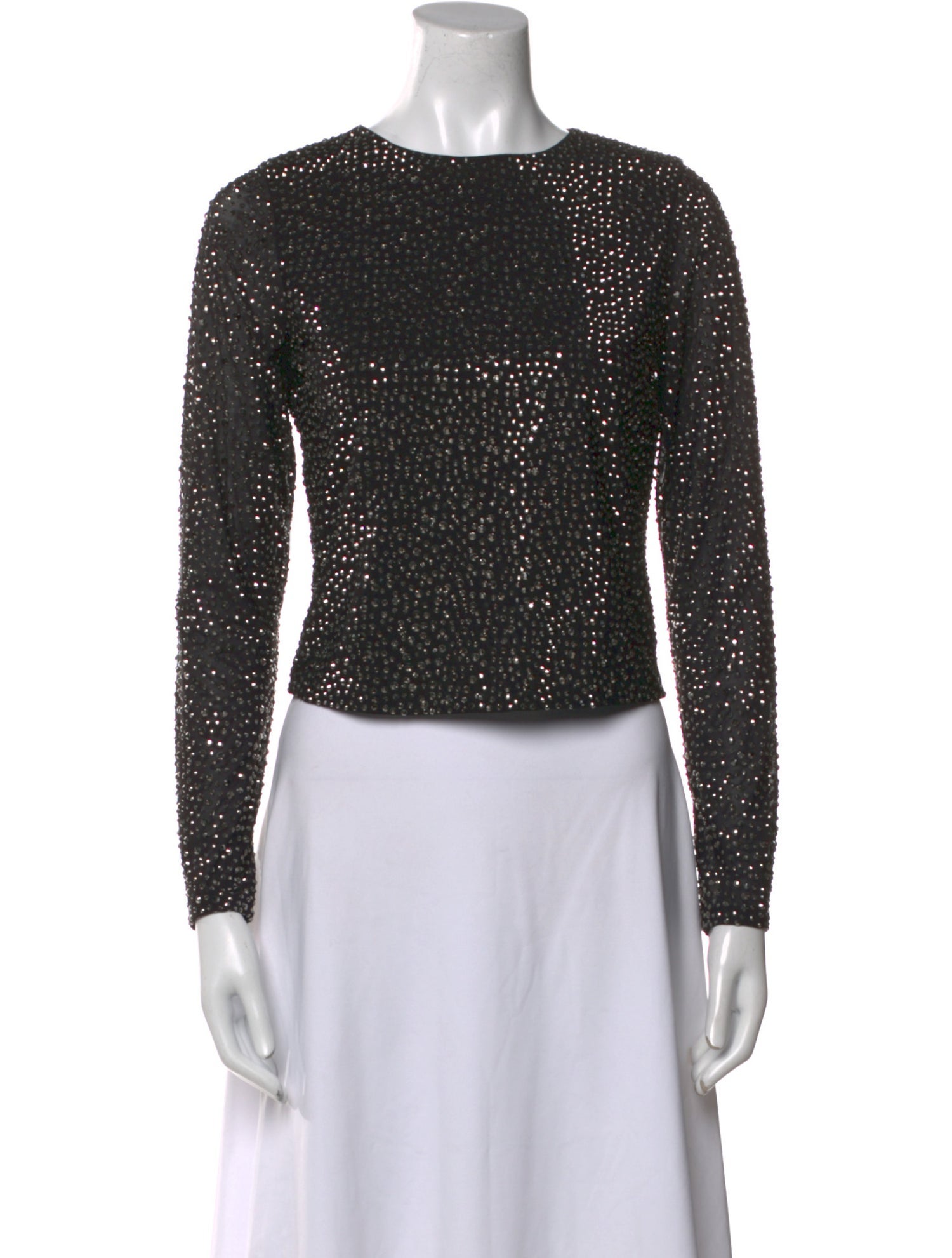 Alice + Olivia Bateau Neckline Long Sleeve Crop Top