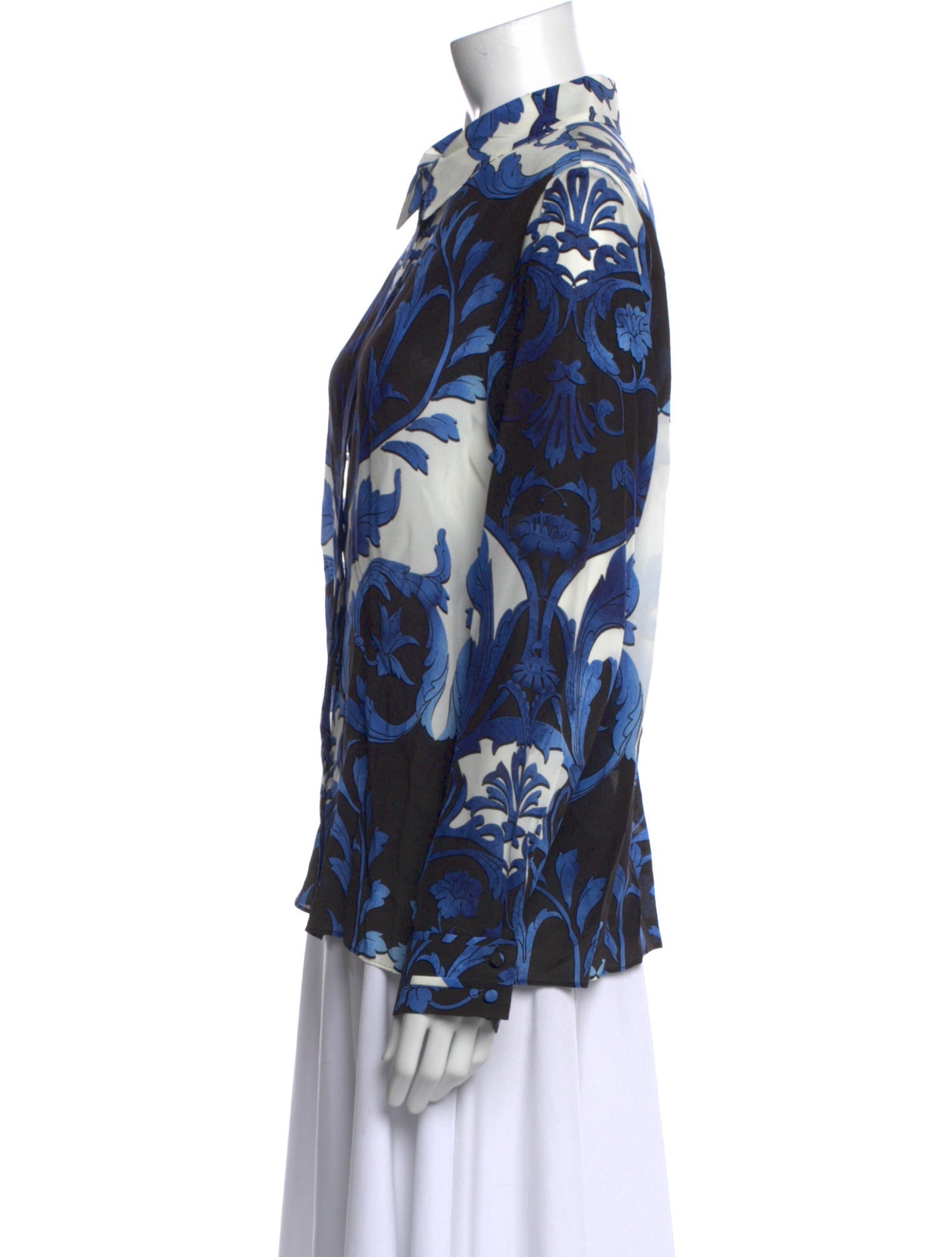 Alice + Olivia Silk Printed Button-Up Top