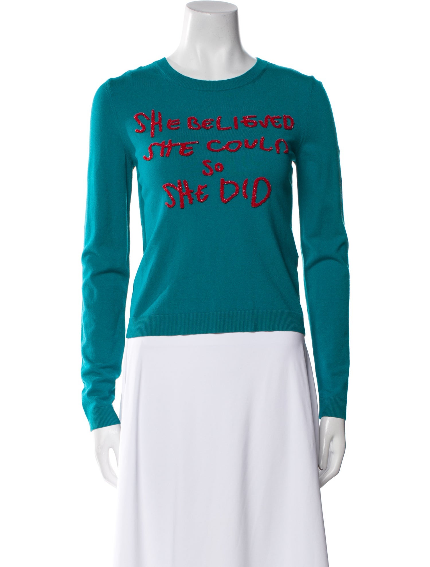 Alice + Olivia Graphic Print Crew Neck Sweater