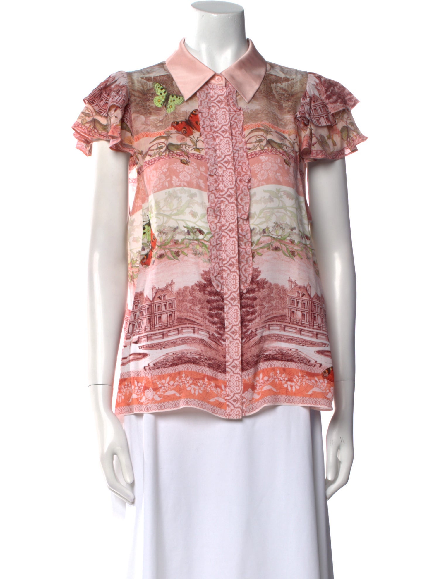 Alice + Olivia Silk Printed Button-Up Top
