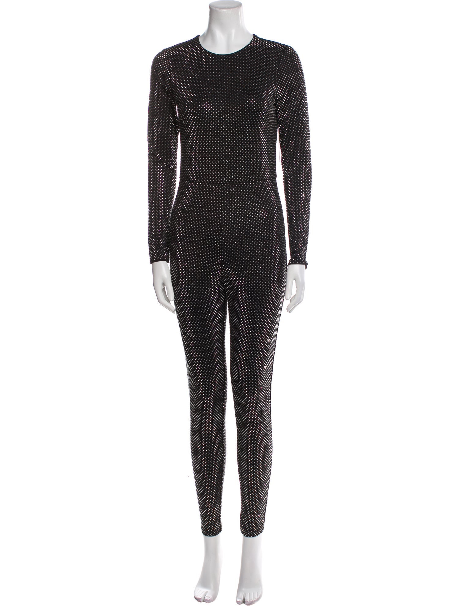 Alice + Olivia Polka Dot Print Crew Neck Jumpsuit