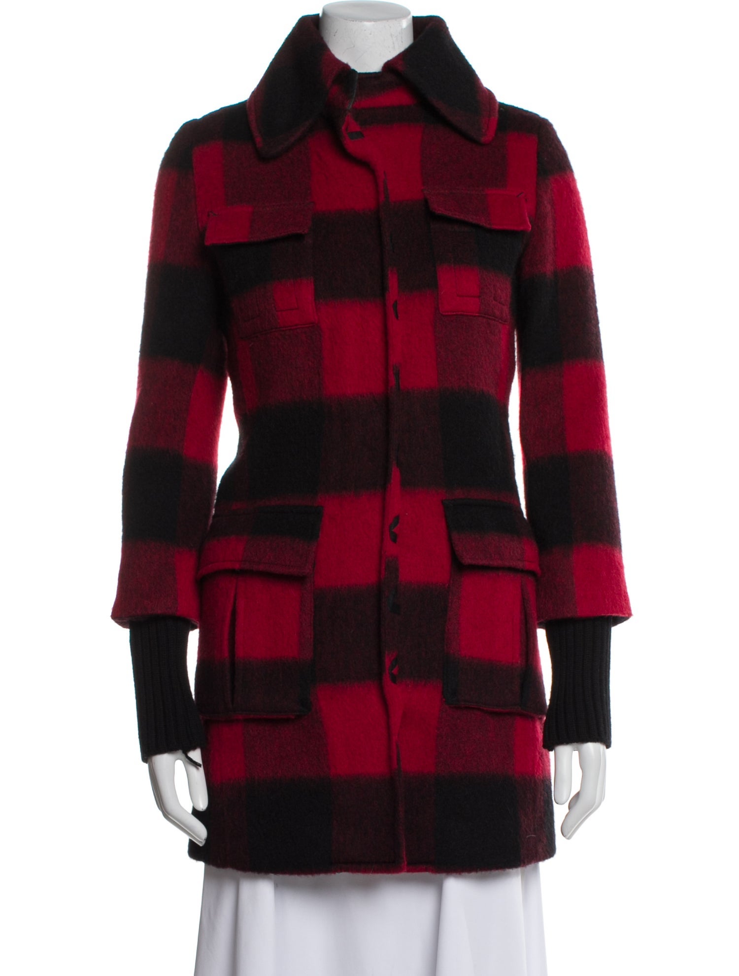 Alice + Olivia Wool Plaid Print Peacoat