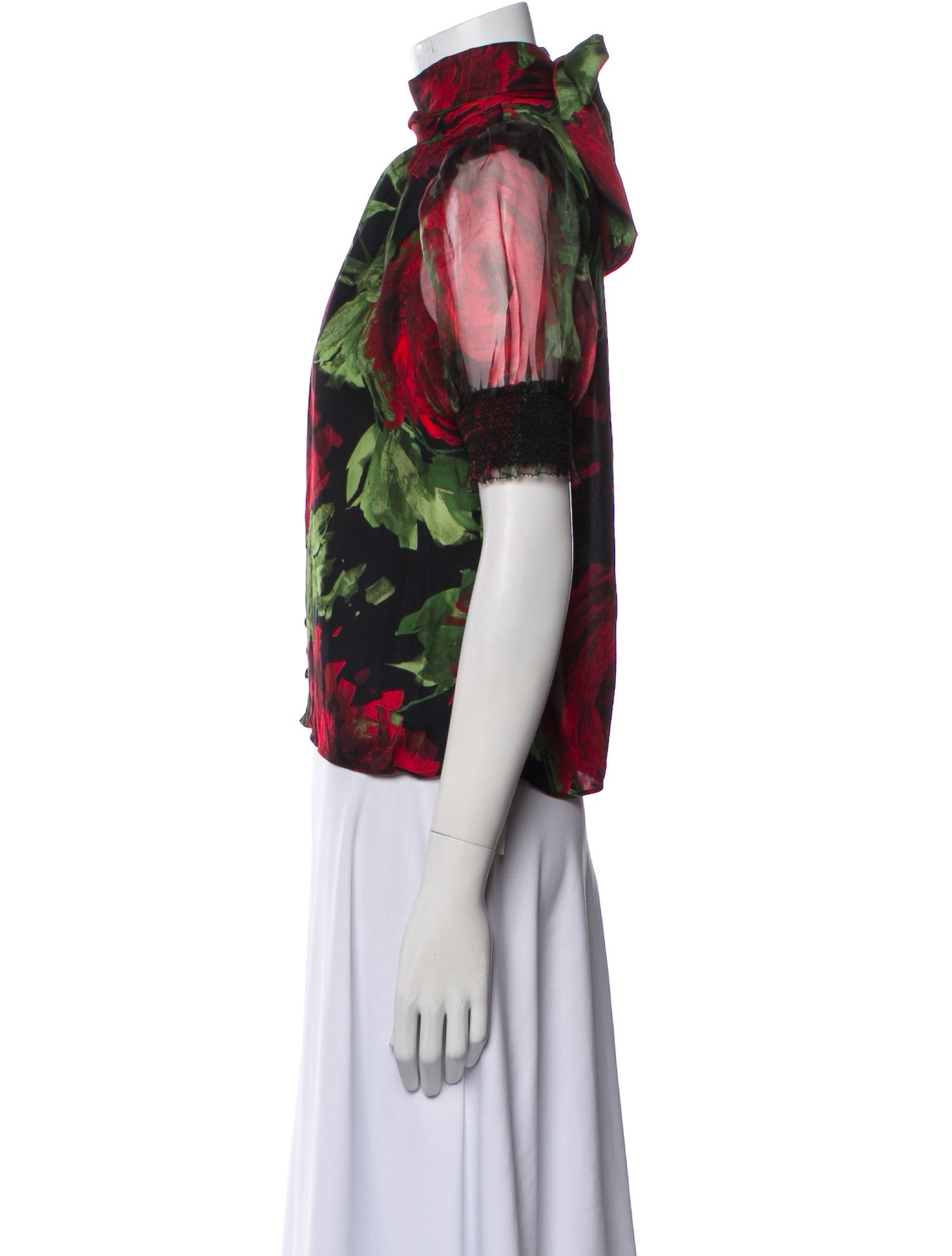 Alice + Olivia Floral Print Mock Neck Blouse