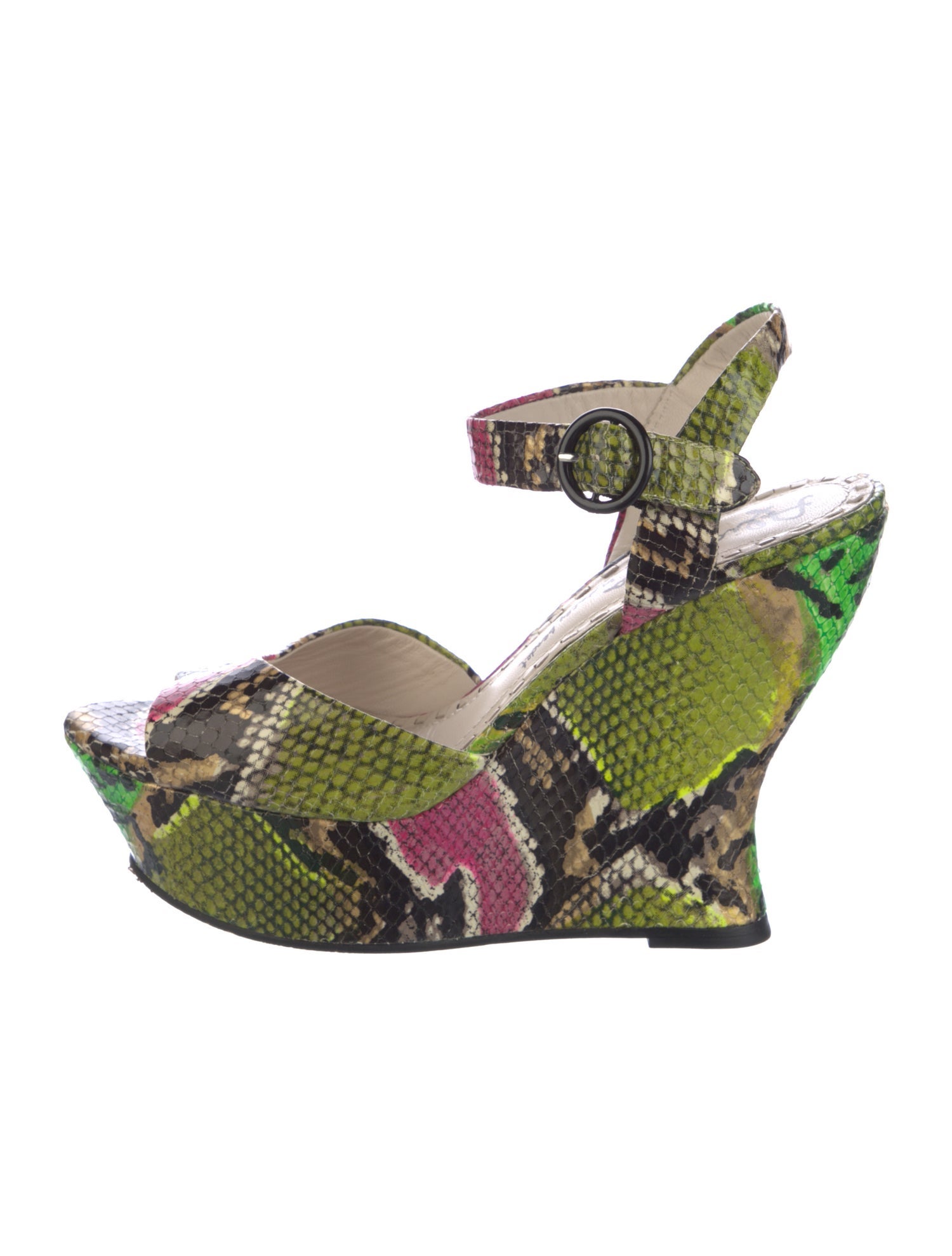 Alice + Olivia Embossed Leather Animal Print Sandals