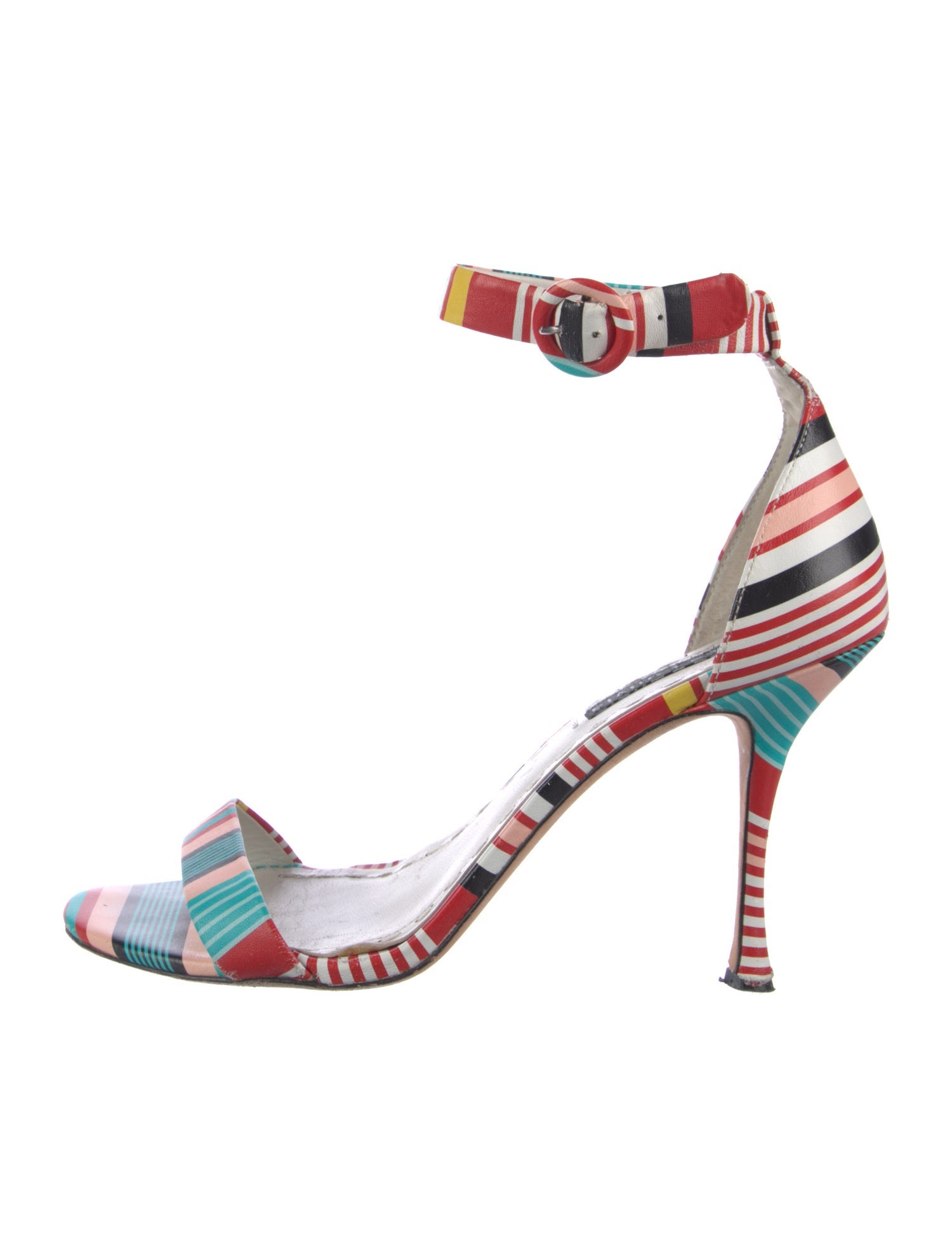 Alice + Olivia Leather Striped Sandals