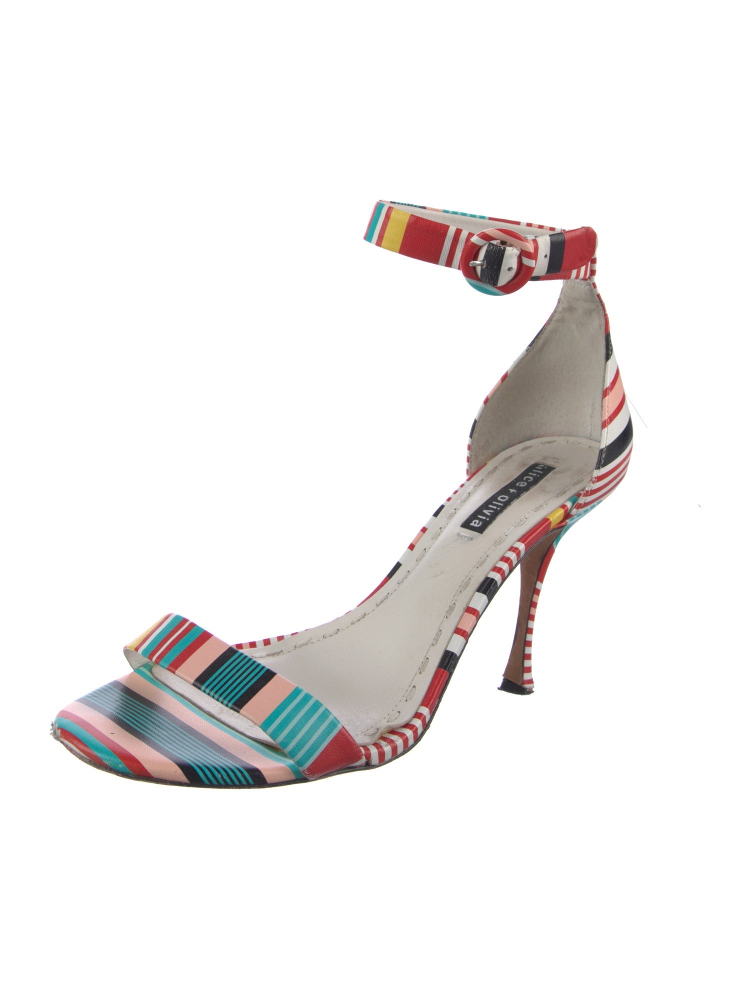 Alice + Olivia Leather Striped Sandals