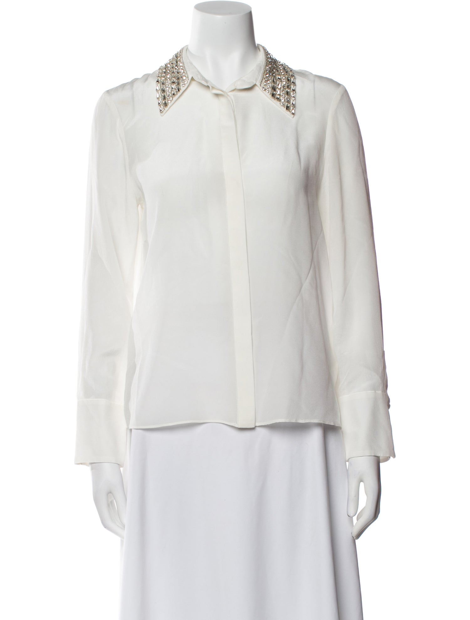 Alice + Olivia Silk Long Sleeve Button-Up Top