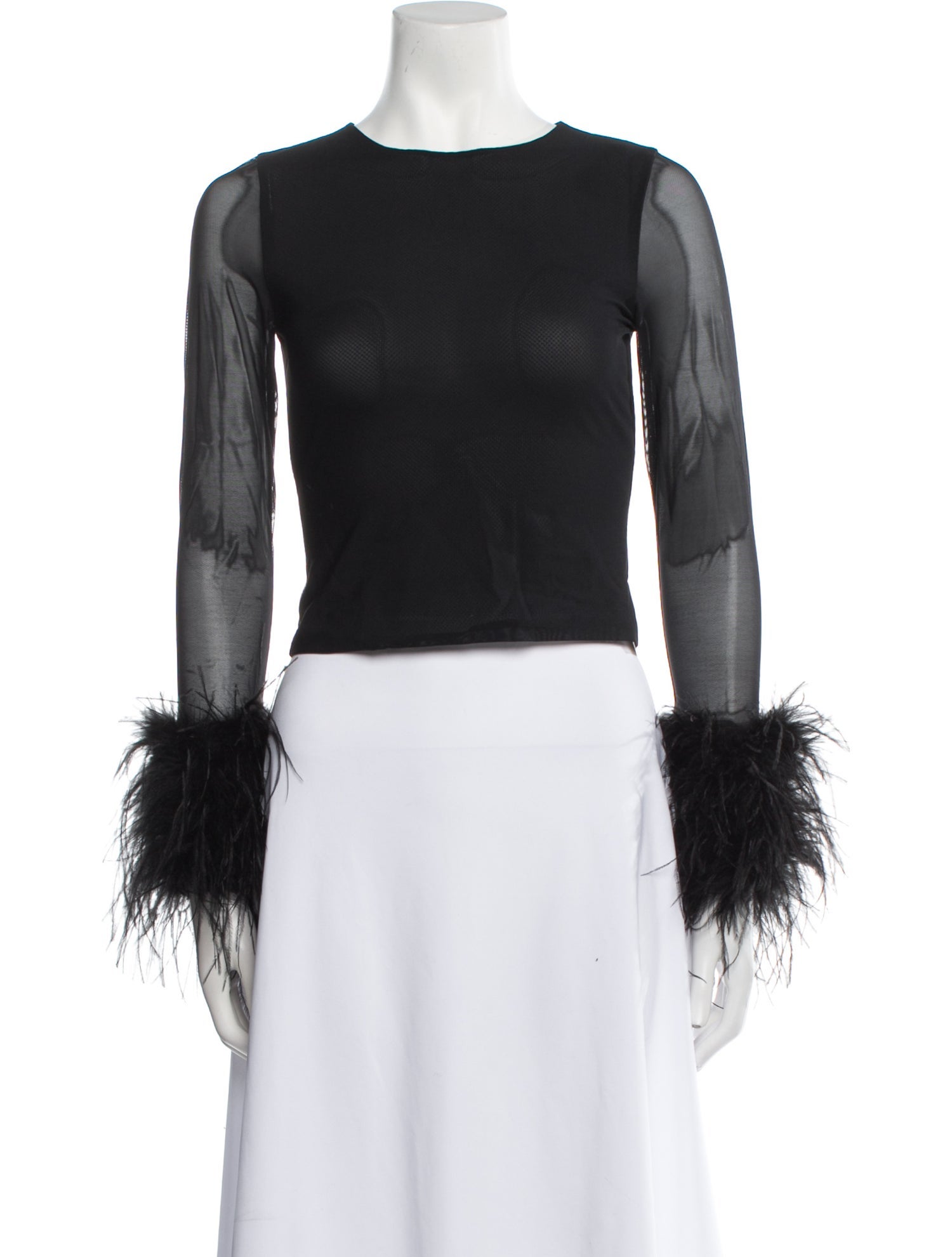 Alice + Olivia Mesh Bateau Neckline Crop Top