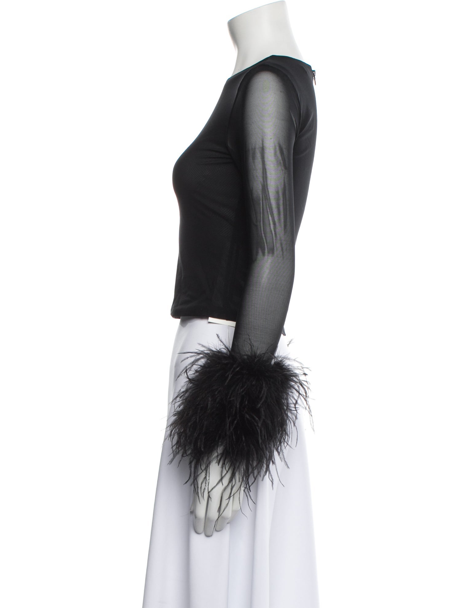 Alice + Olivia Mesh Bateau Neckline Crop Top