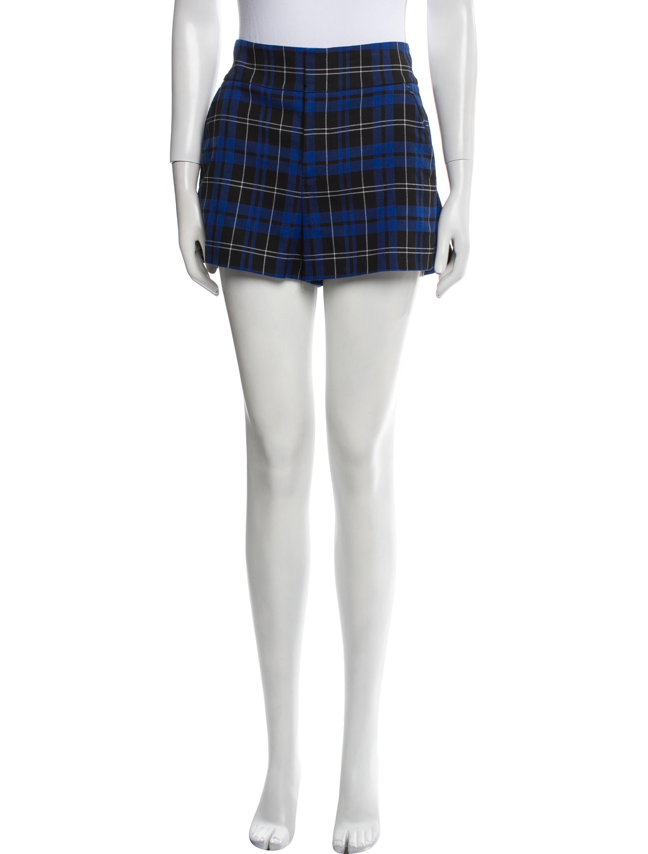 Alice + Olivia Plaid Print Mini Shorts