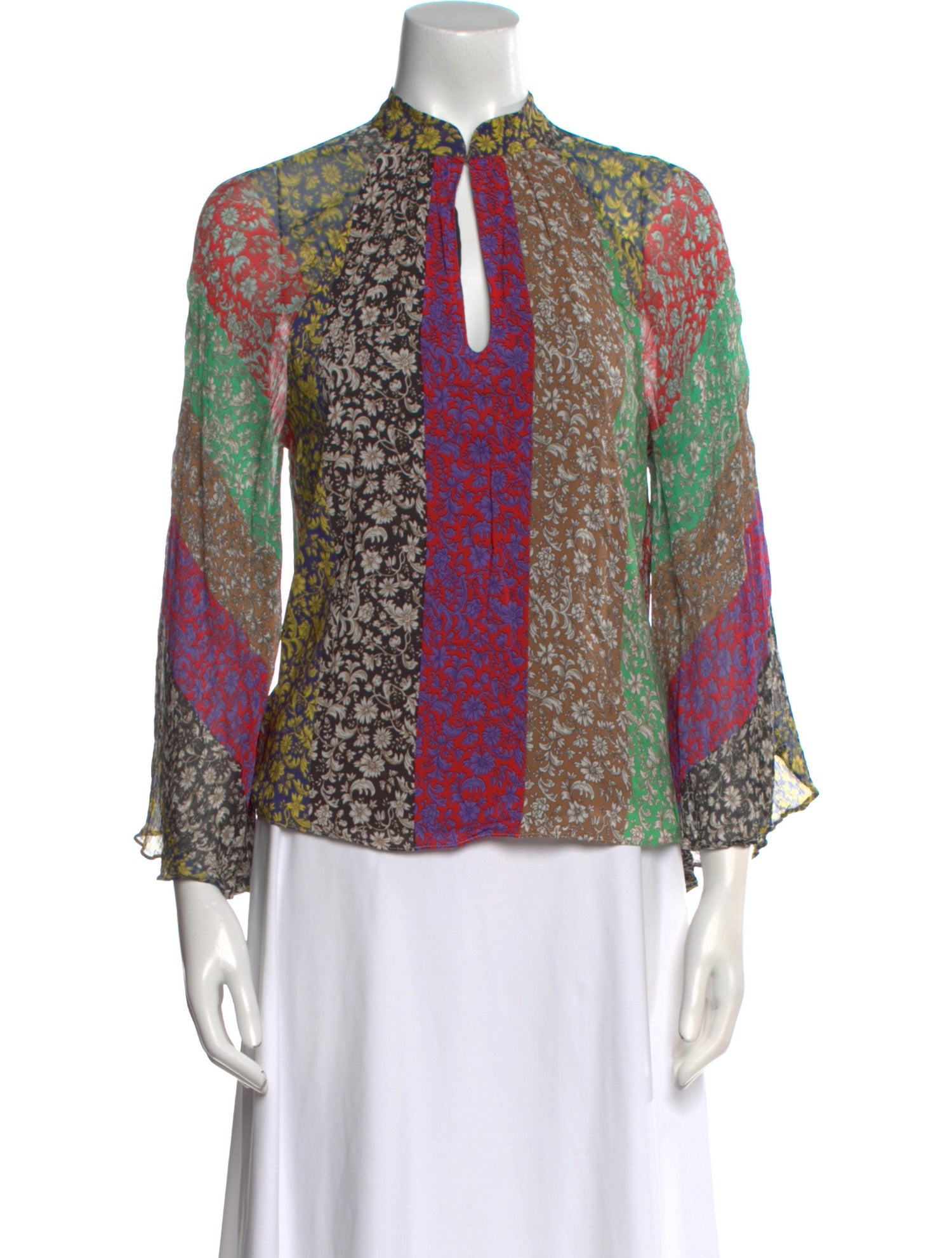 Alice + Olivia Printed Mock Neck Blouse