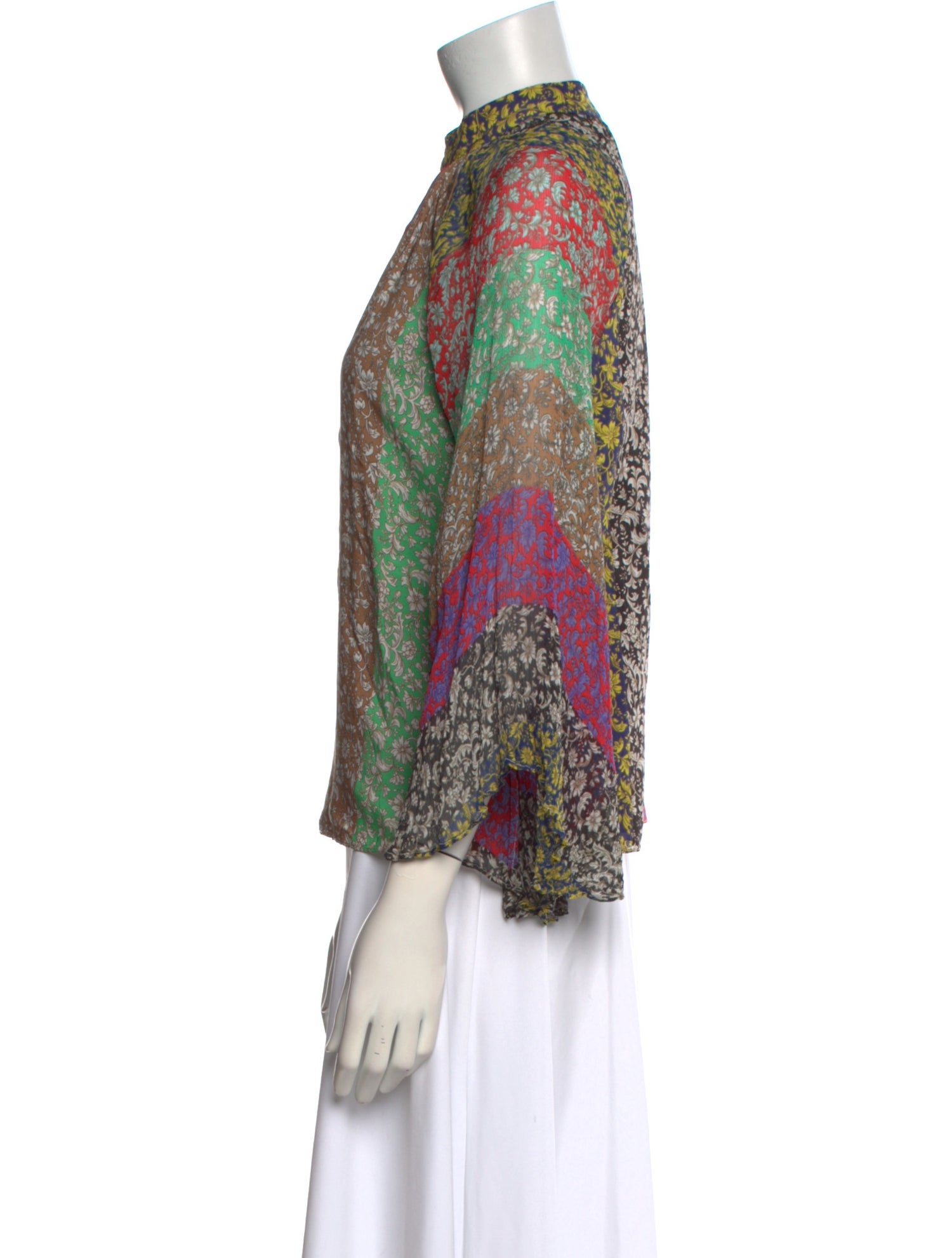 Alice + Olivia Printed Mock Neck Blouse