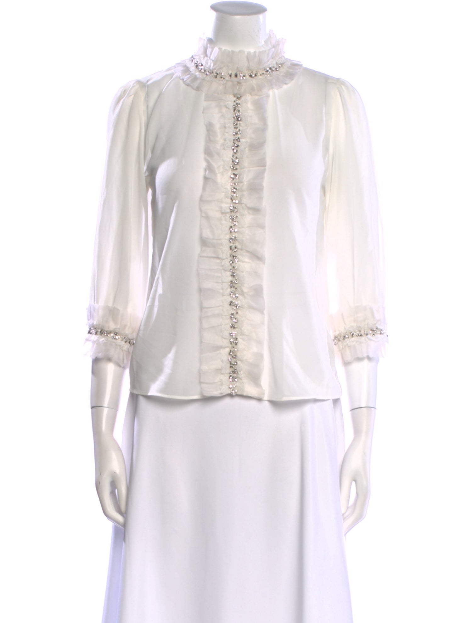 Alice + Olivia Mock Neck Three-Quarter Sleeve Blouse