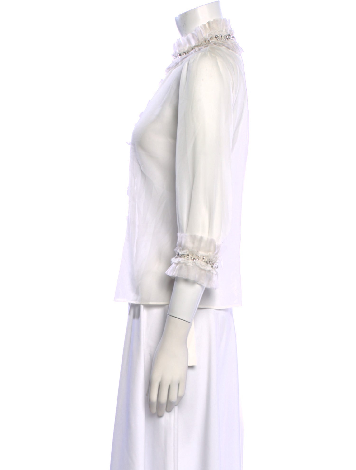 Alice + Olivia Mock Neck Three-Quarter Sleeve Blouse