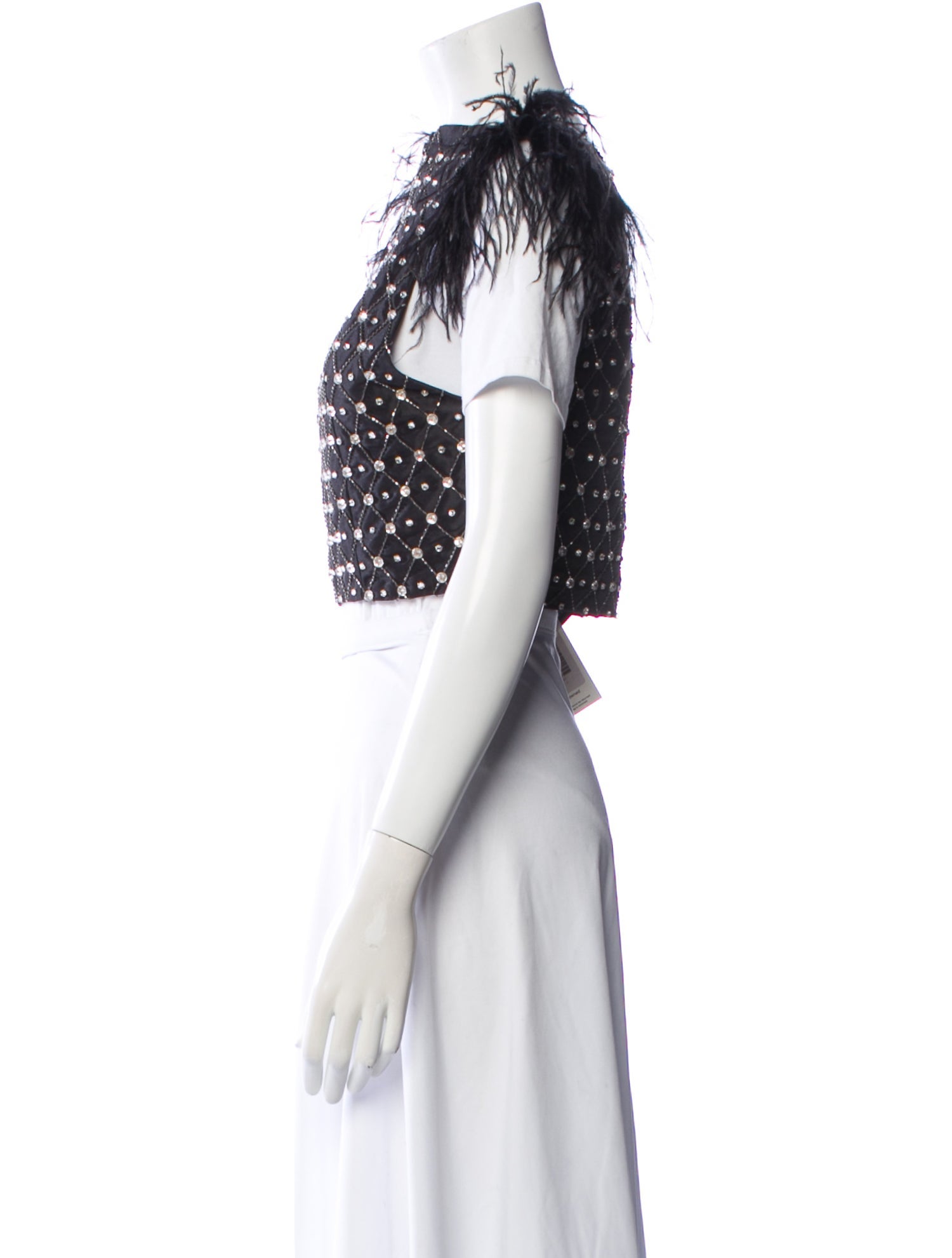 Alice + Olivia Printed Bateau Neckline Crop Top