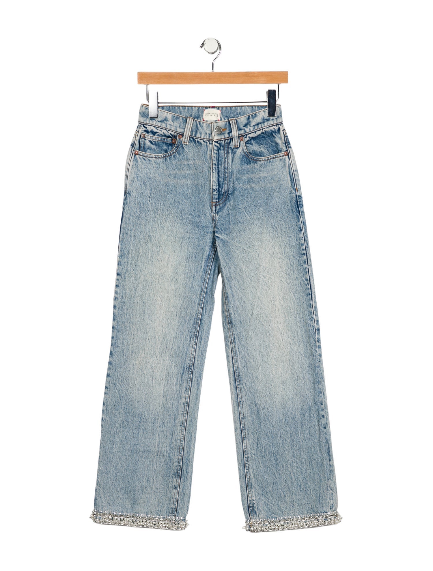 Alice + Olivia Mid-Rise Straight Leg Jeans