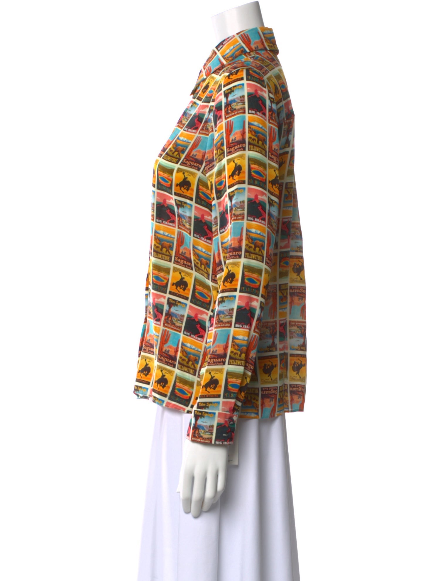 Alice + Olivia Silk Printed Button-Up Top