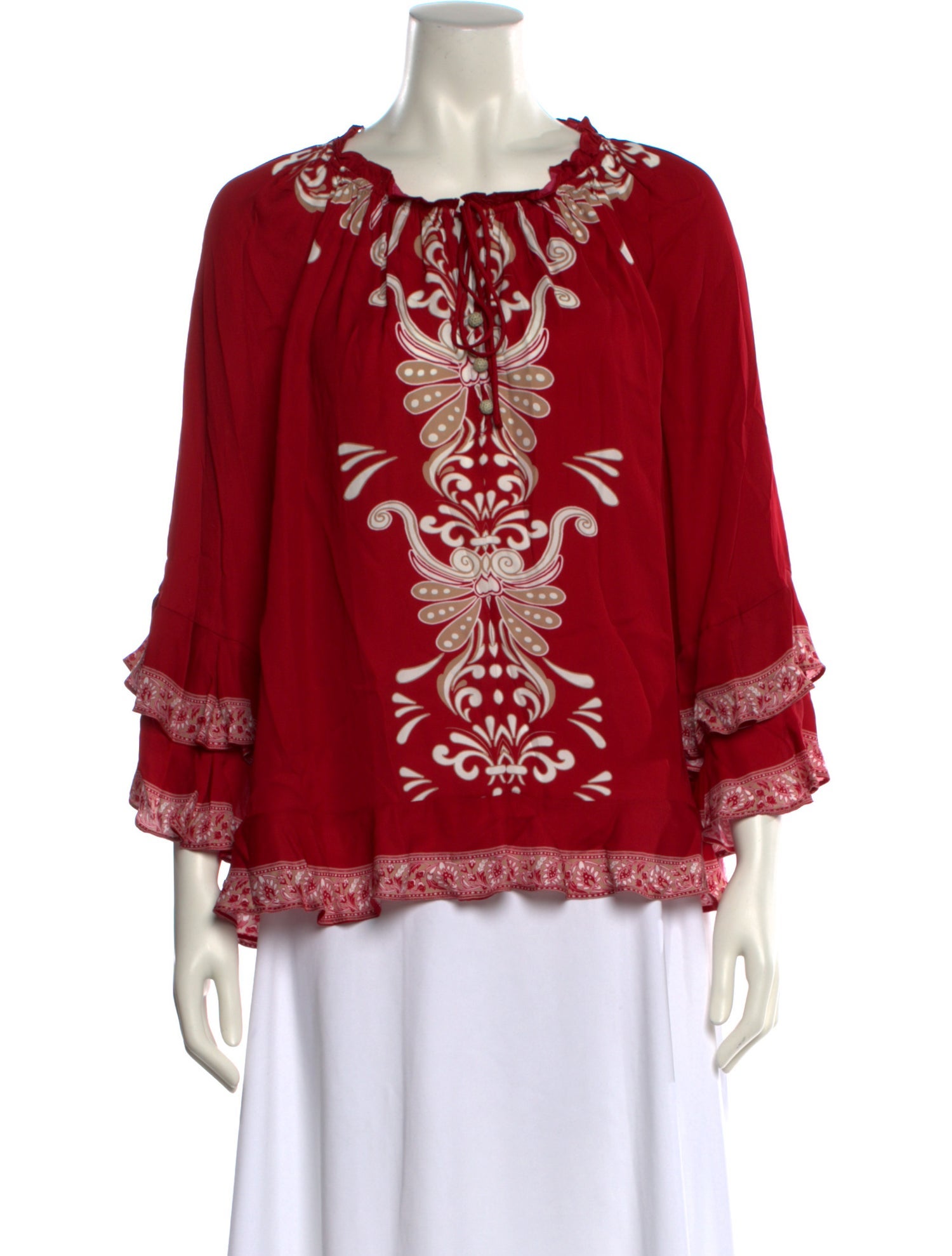 Alice + Olivia Printed Bateau Neckline Blouse