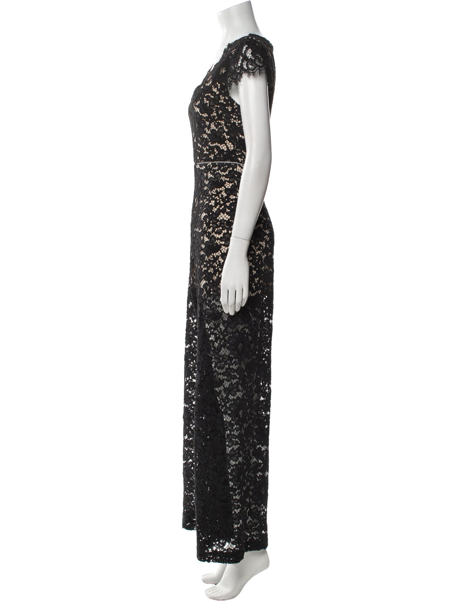 Alice + Olivia Lace Pattern V-Neck Jumpsuit