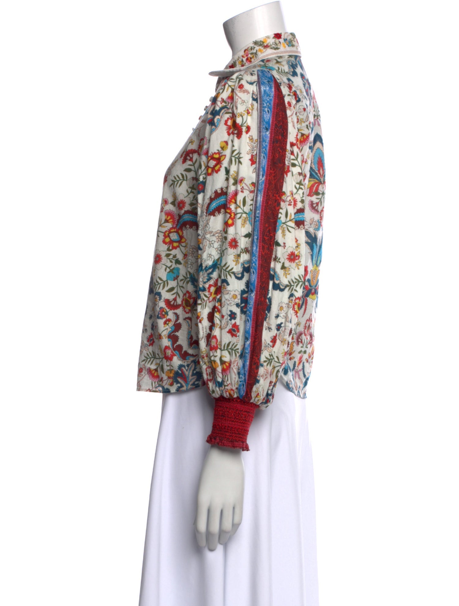 Alice + Olivia Floral Print Mock Neck Blouse