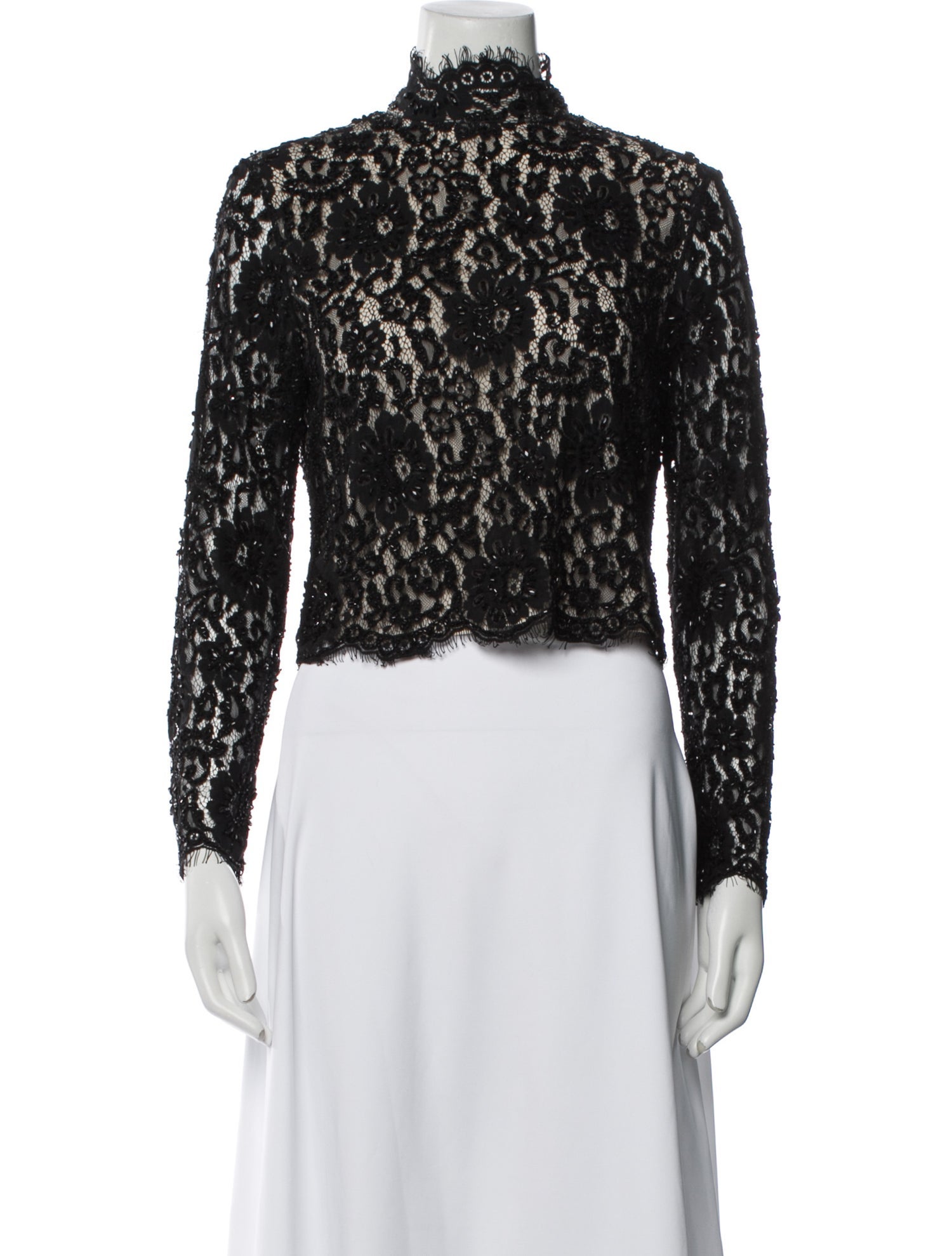 Alice + Olivia Nylon Lace Pattern Crop Top