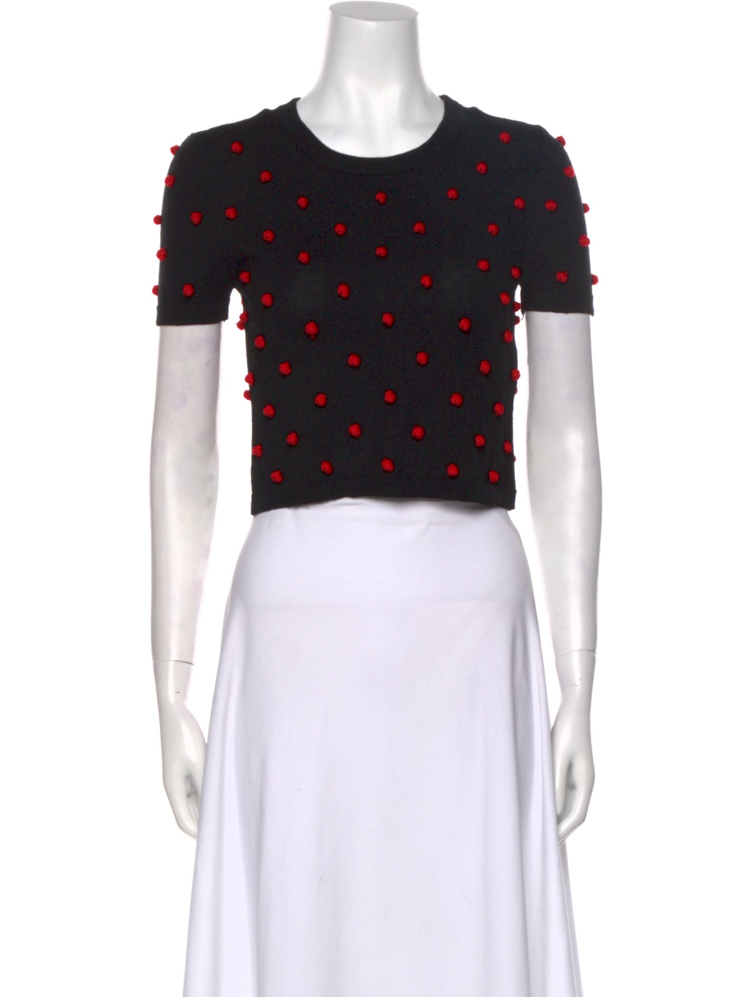 Alice + Olivia Wool Polka Dot Print Crop Top