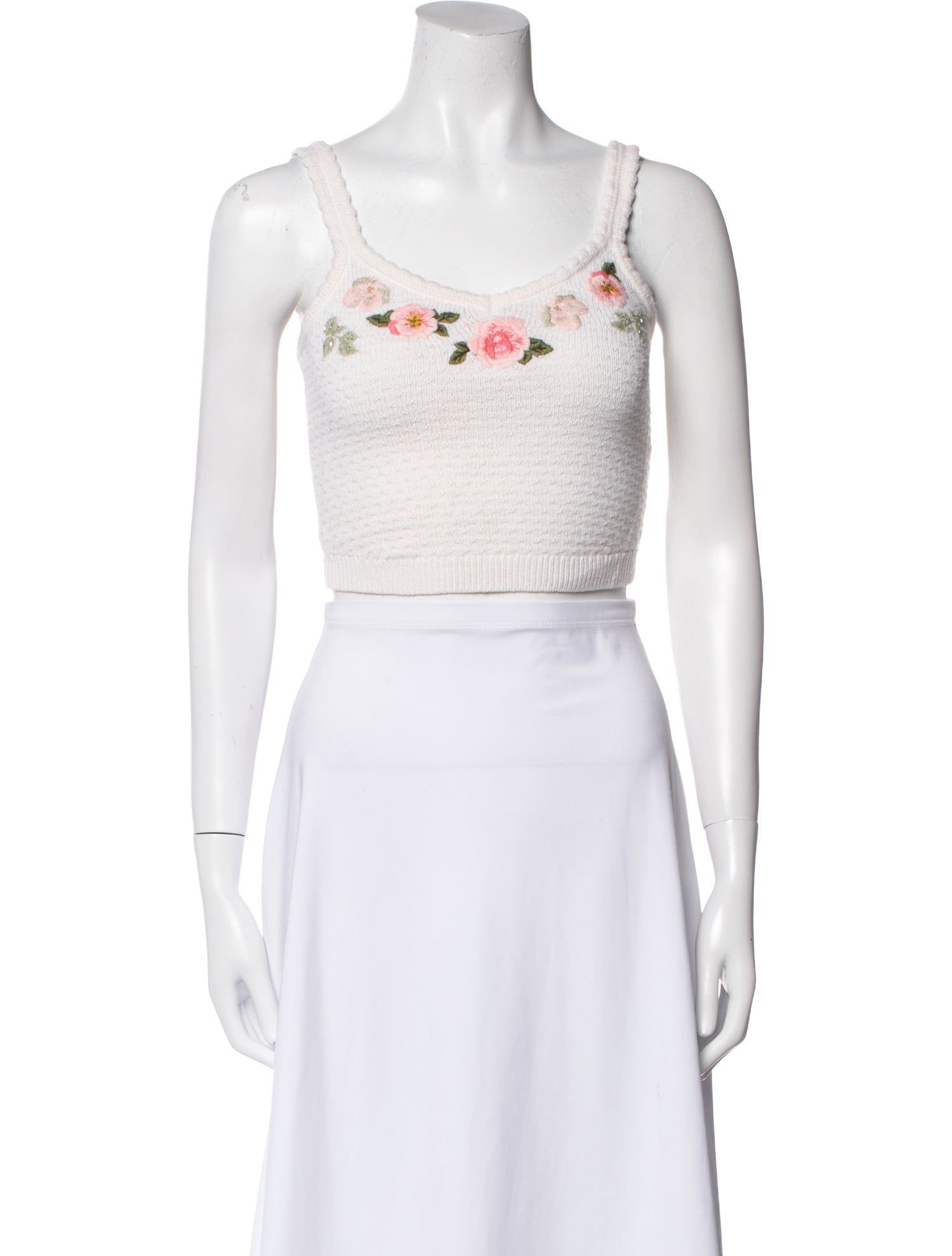Alice + Olivia Wool Floral Print Crop Top