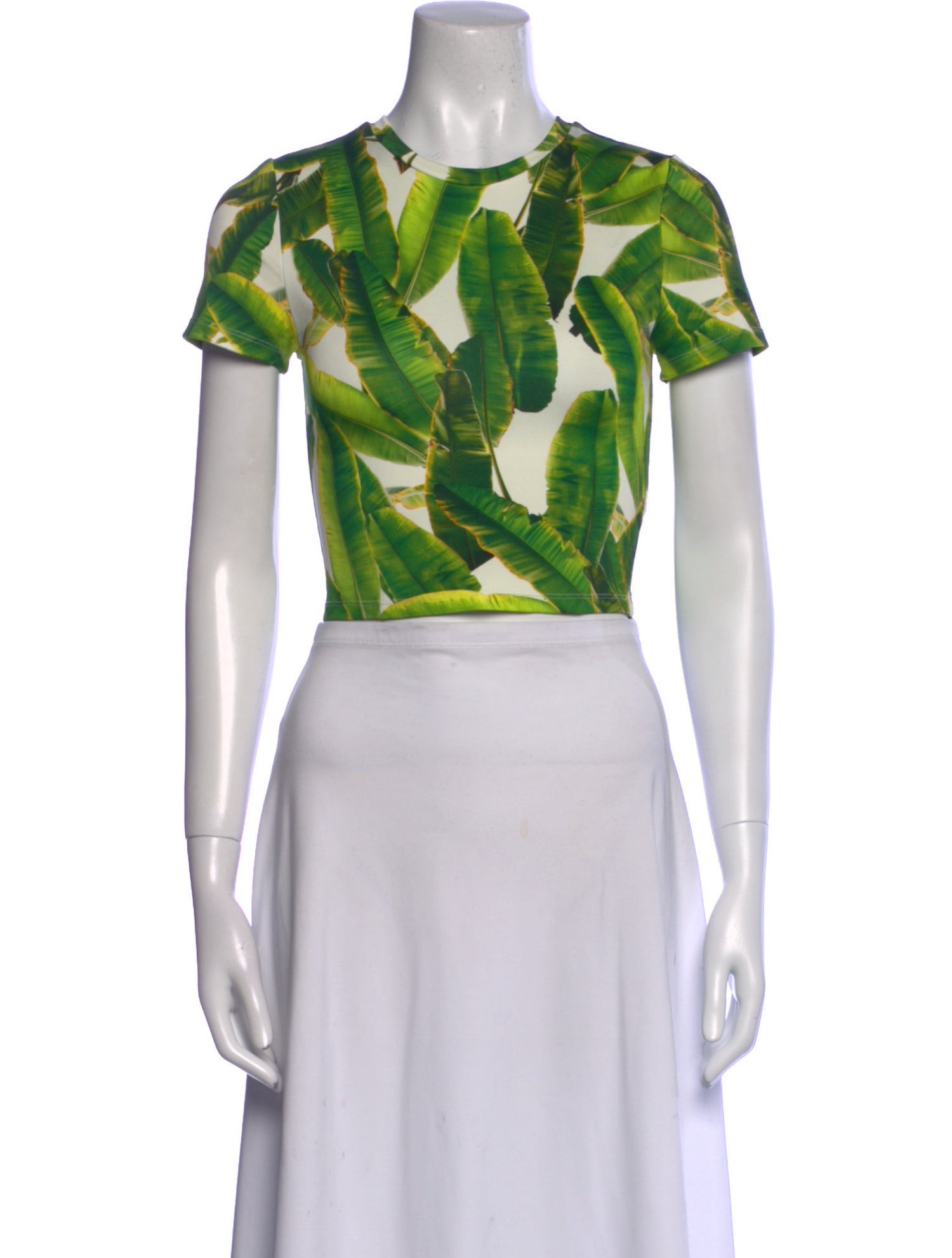 Alice + Olivia Printed Crew Neck Crop Top