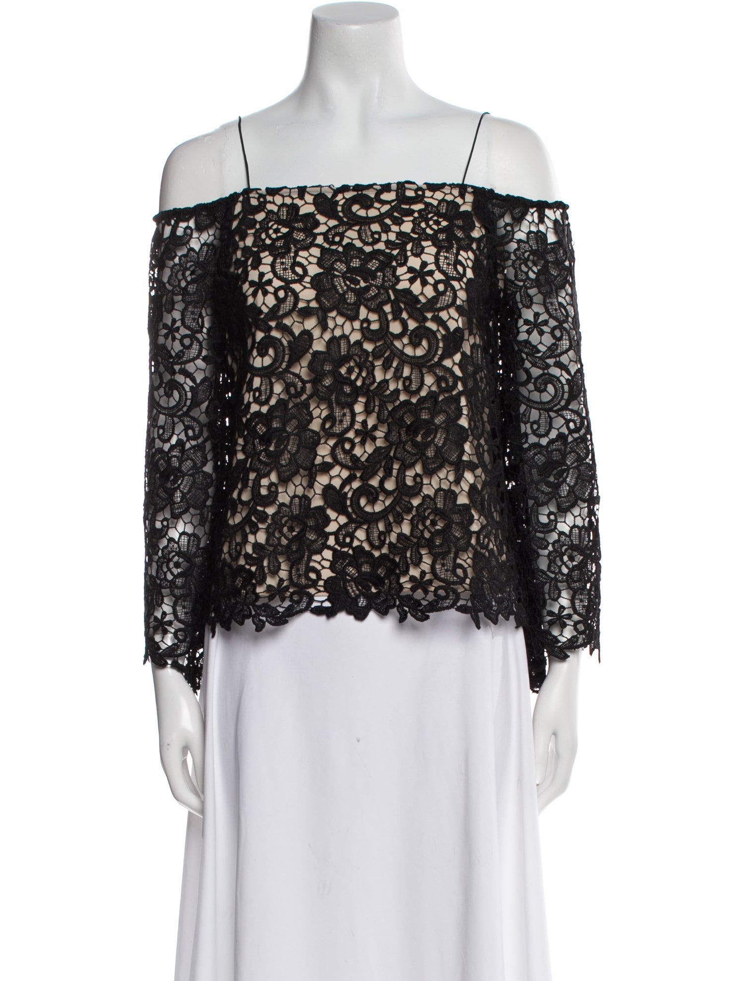 Alice + Olivia Lace Pattern Off-The-Shoulder Blouse