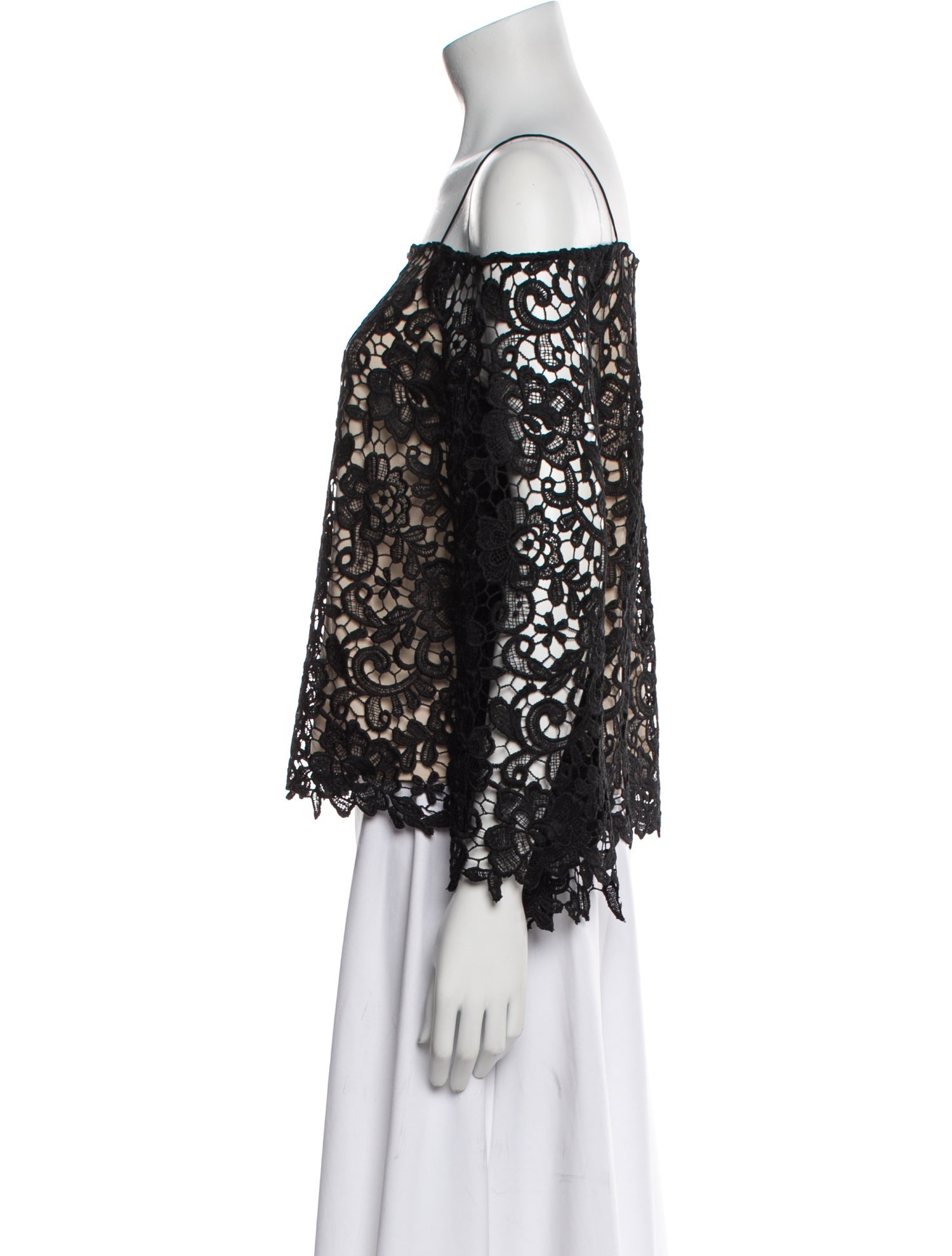 Alice + Olivia Lace Pattern Off-The-Shoulder Blouse