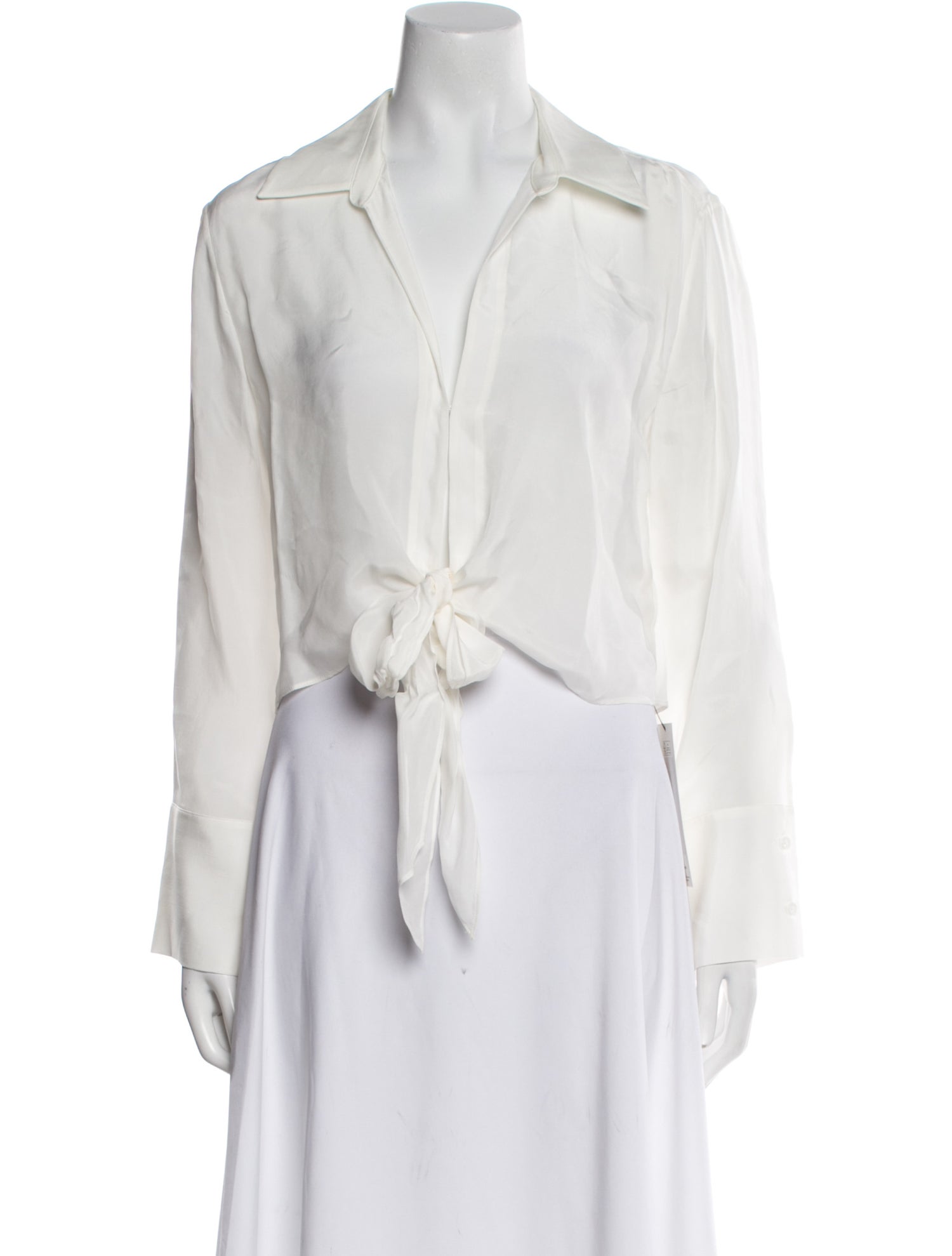 Alice + Olivia Silk V-Neck Crop Top