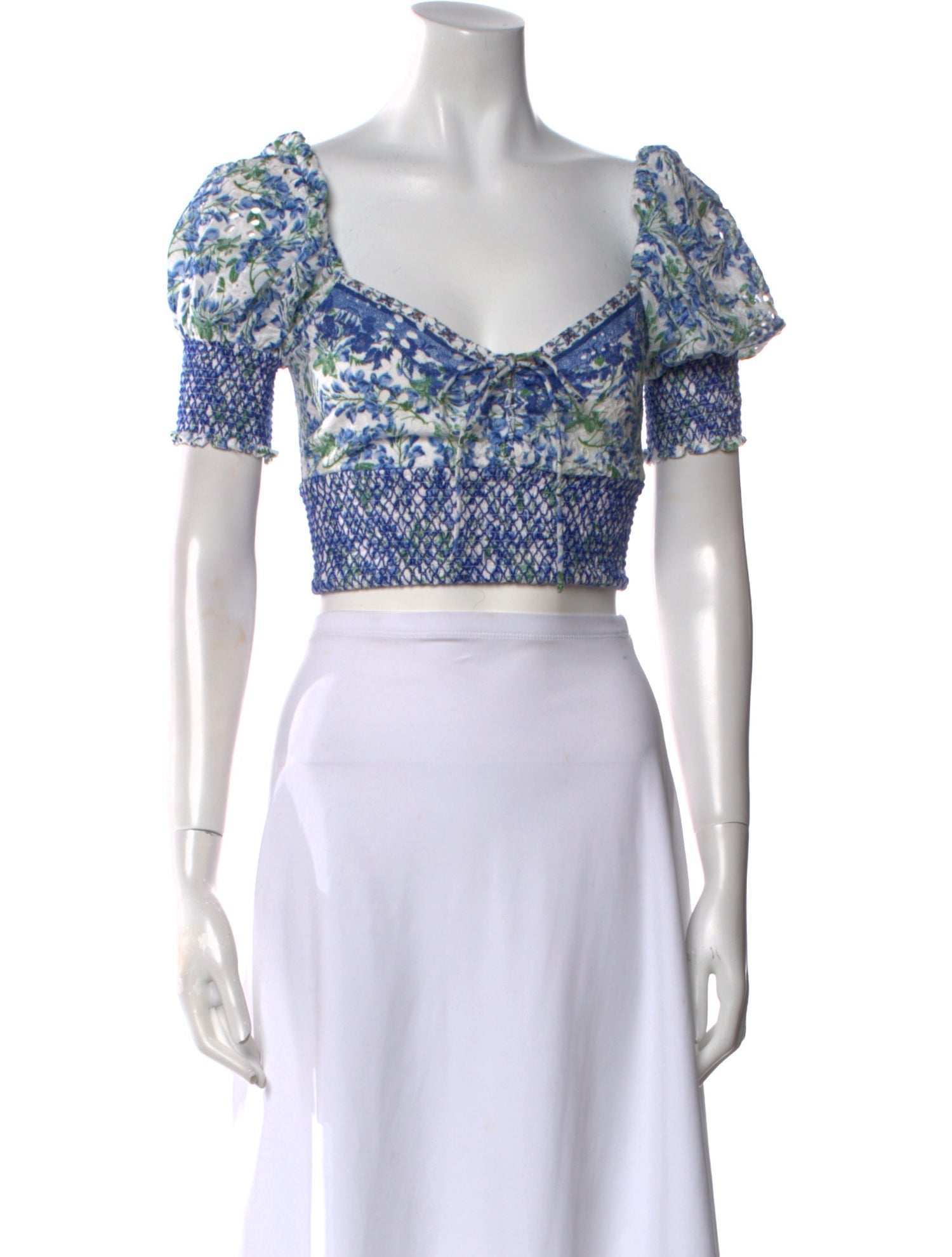 Alice + Olivia Floral Print Square Neckline Crop Top