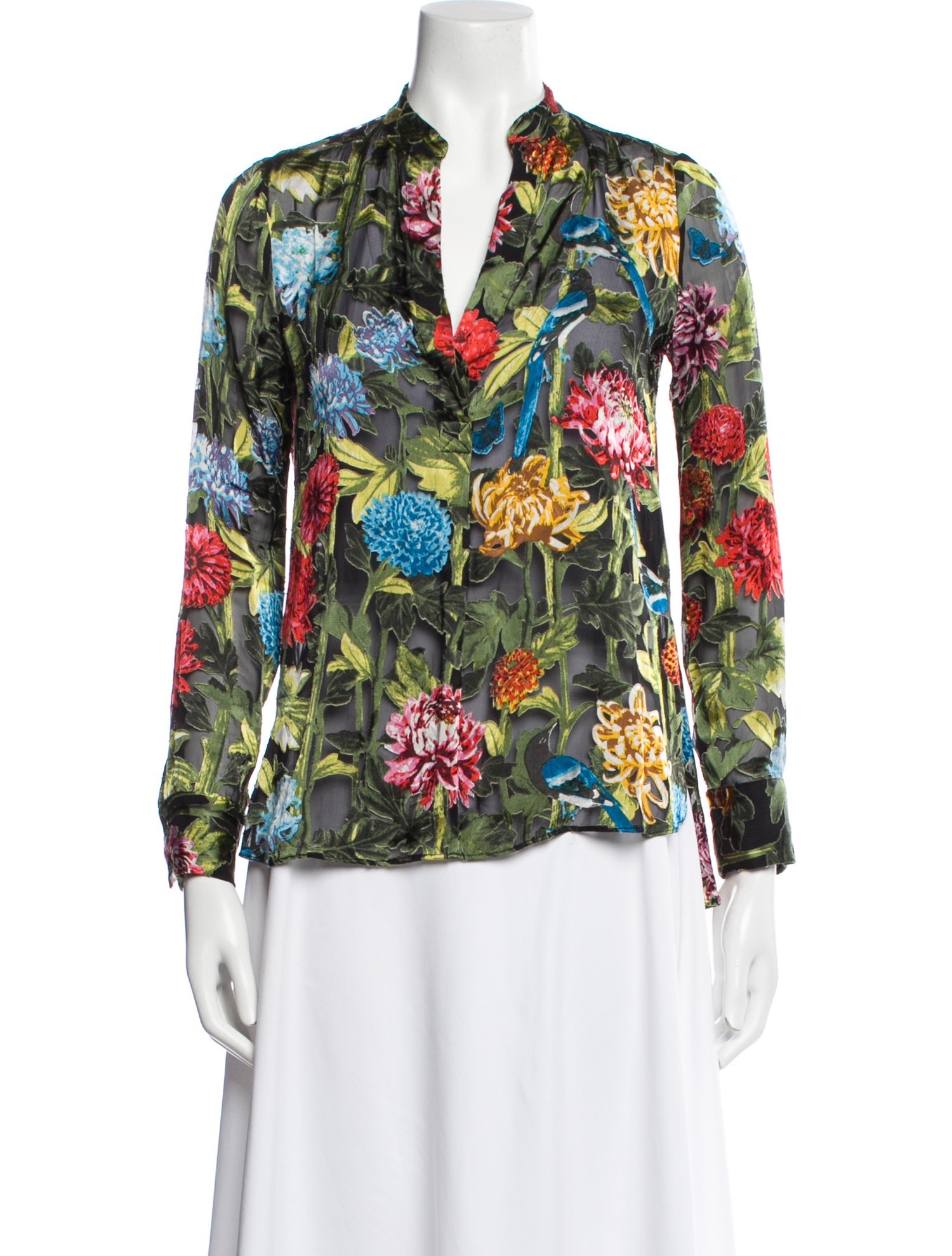 Alice + Olivia Floral Print V-Neck Blouse