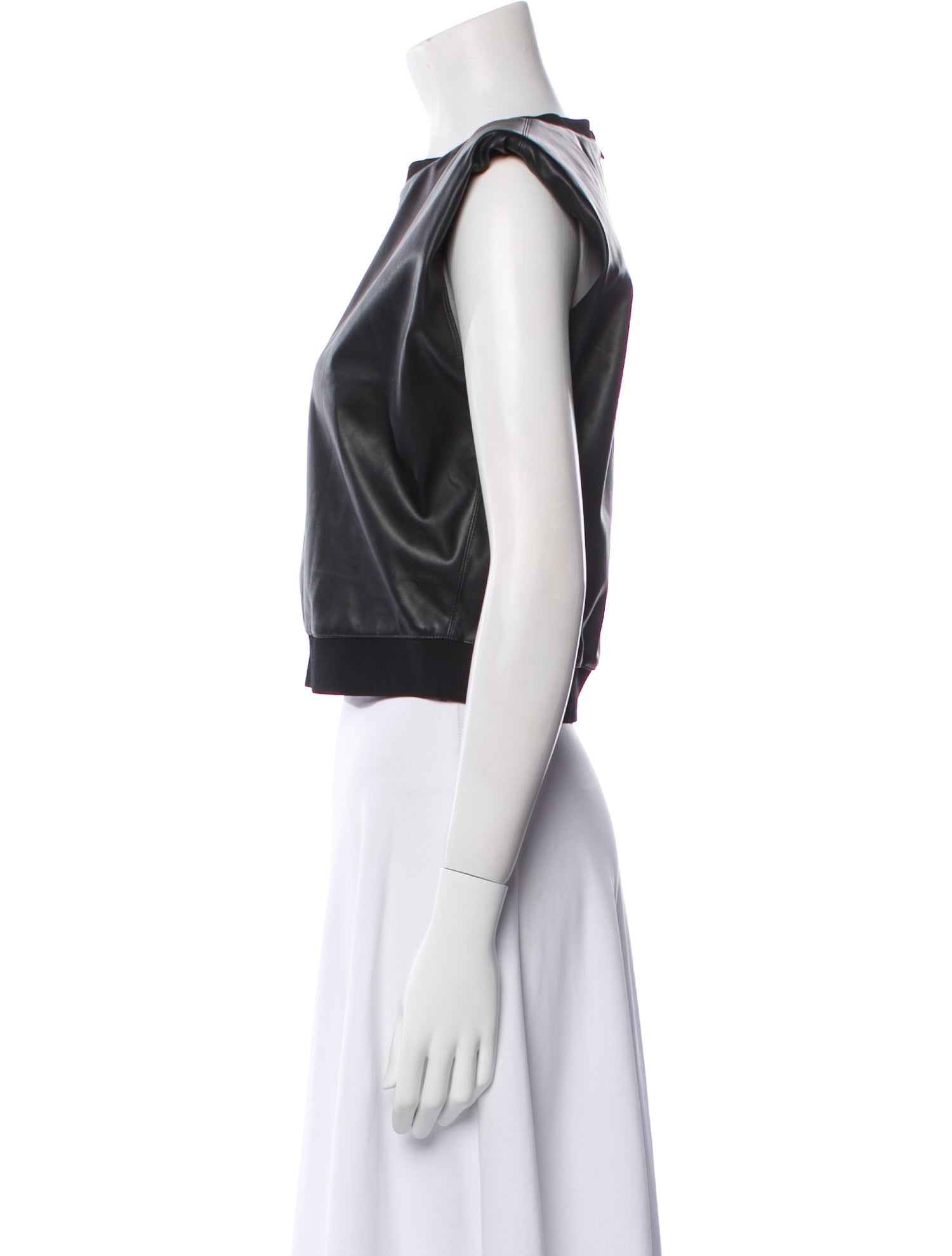 Alice + Olivia Faux Leather Crew Neck Crop Top