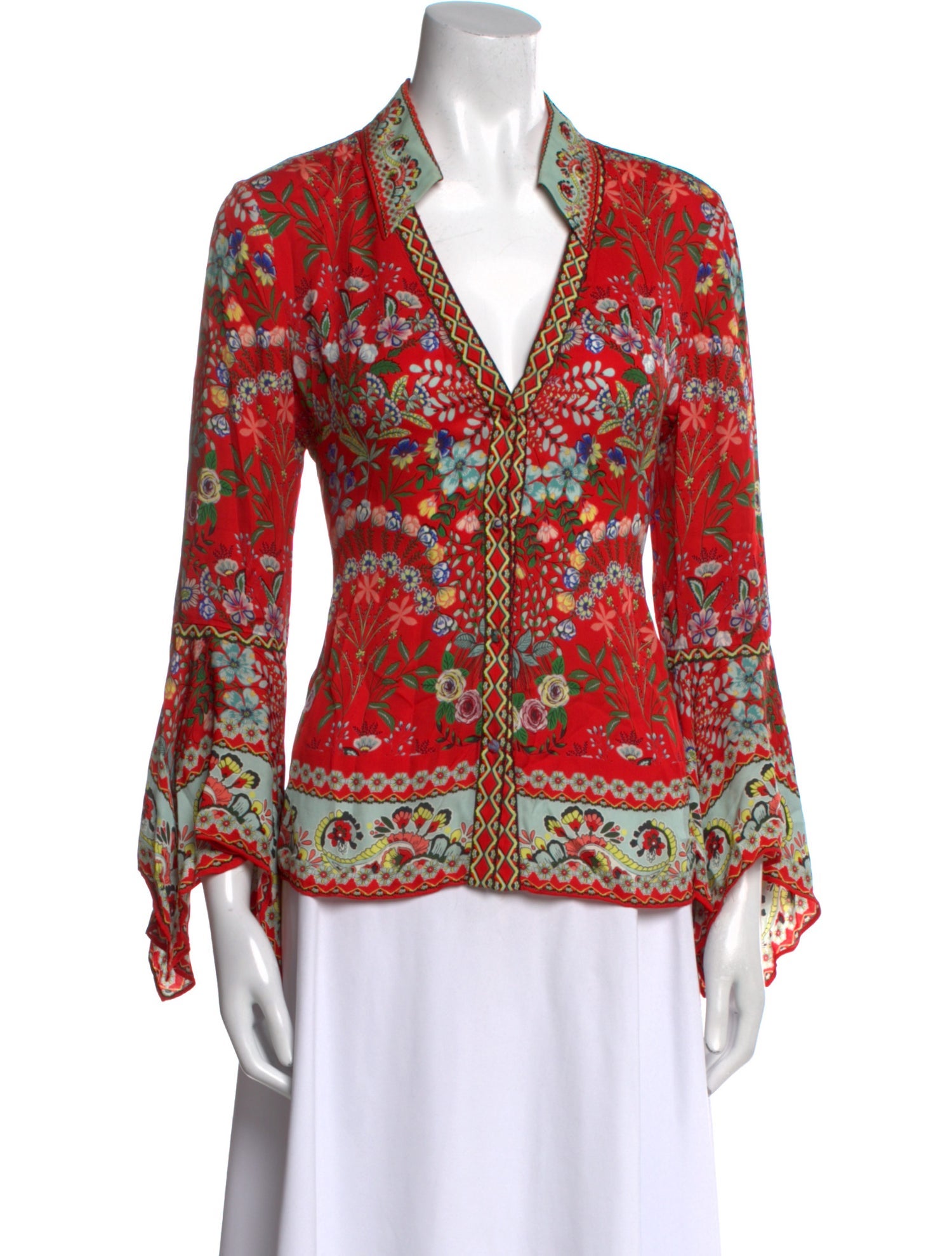 Alice + Olivia Floral Print V-Neck Blouse