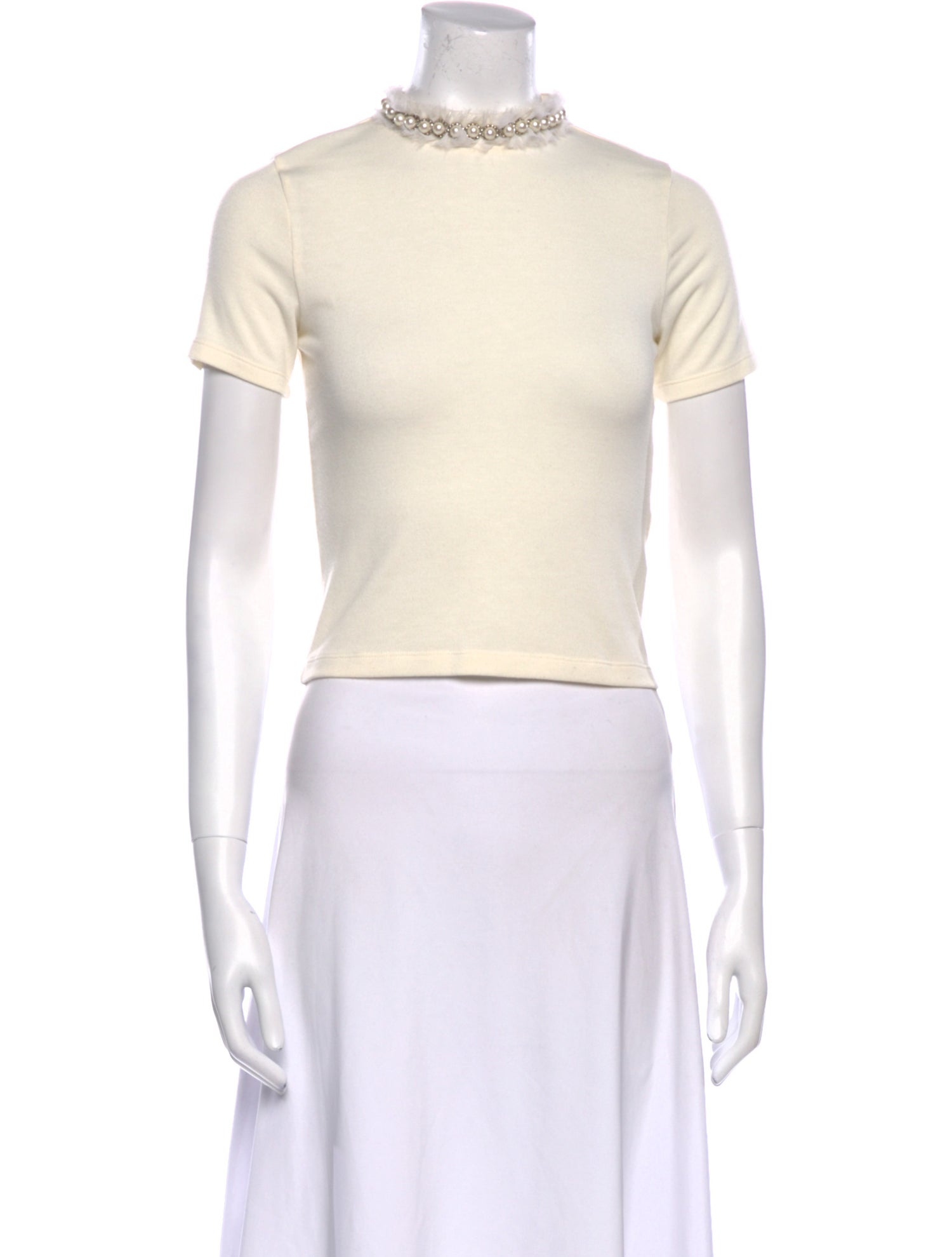 Alice + Olivia Mock Neck Short Sleeve Crop Top