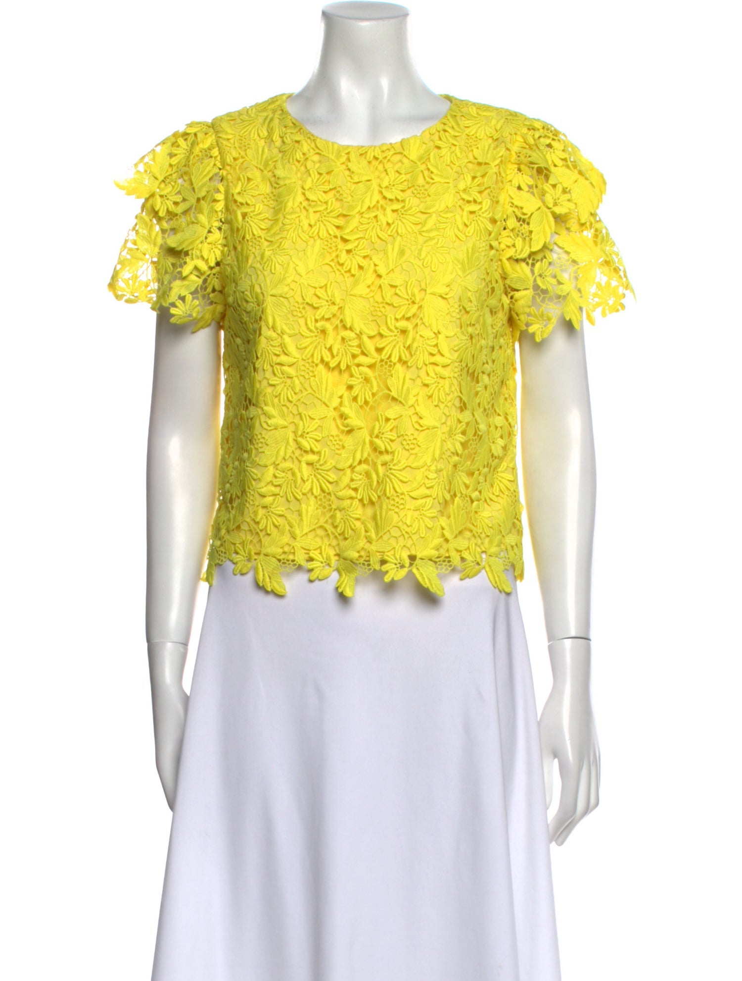 Alice + Olivia Lace Pattern Crew Neck Crop Top