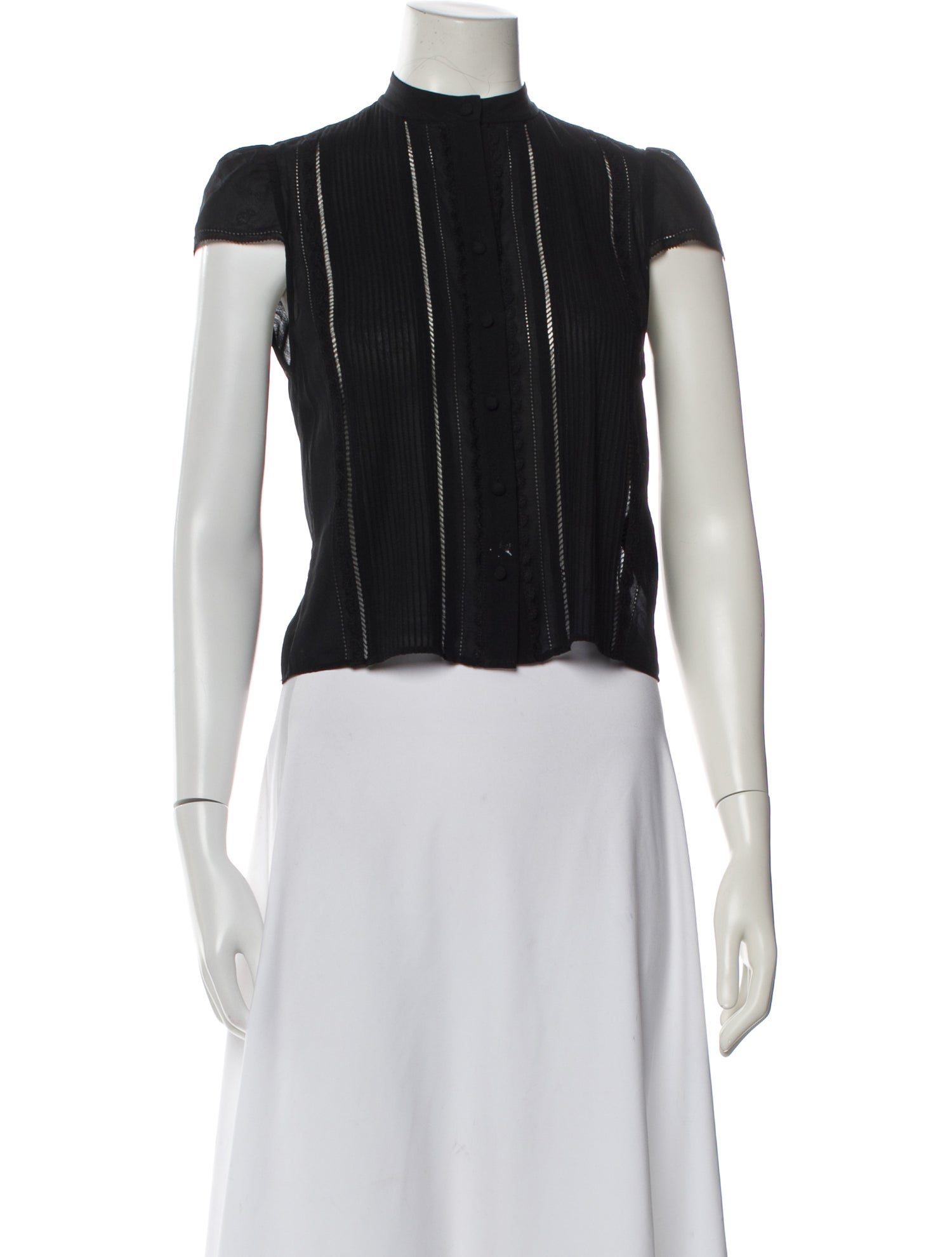 Alice + Olivia Silk Mock Neck Crop Top