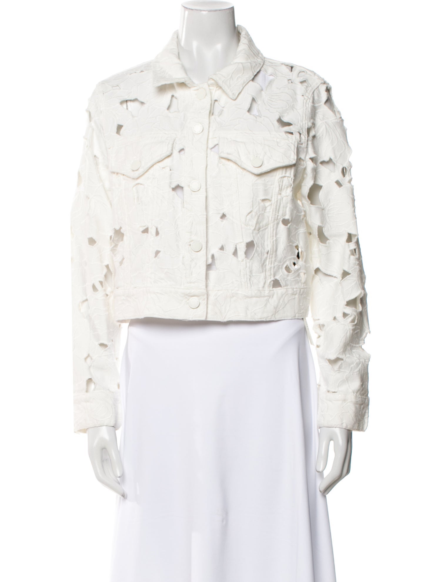 Alice + Olivia Lace Pattern Denim Jacket