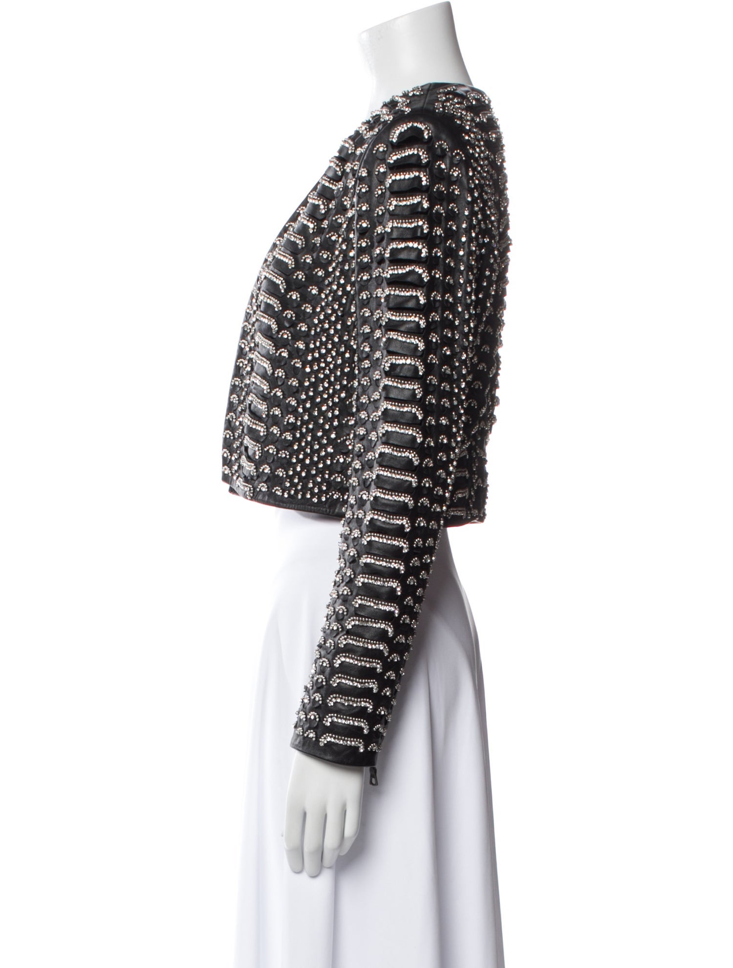 Alice + Olivia Lamb Leather Printed Evening Jacket