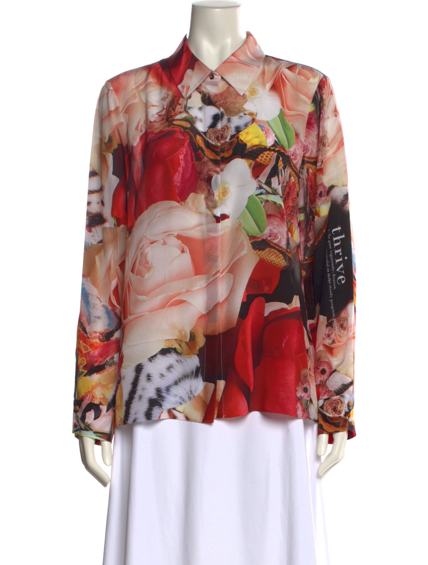 Alice + Olivia Silk Floral Print Button-Up Top