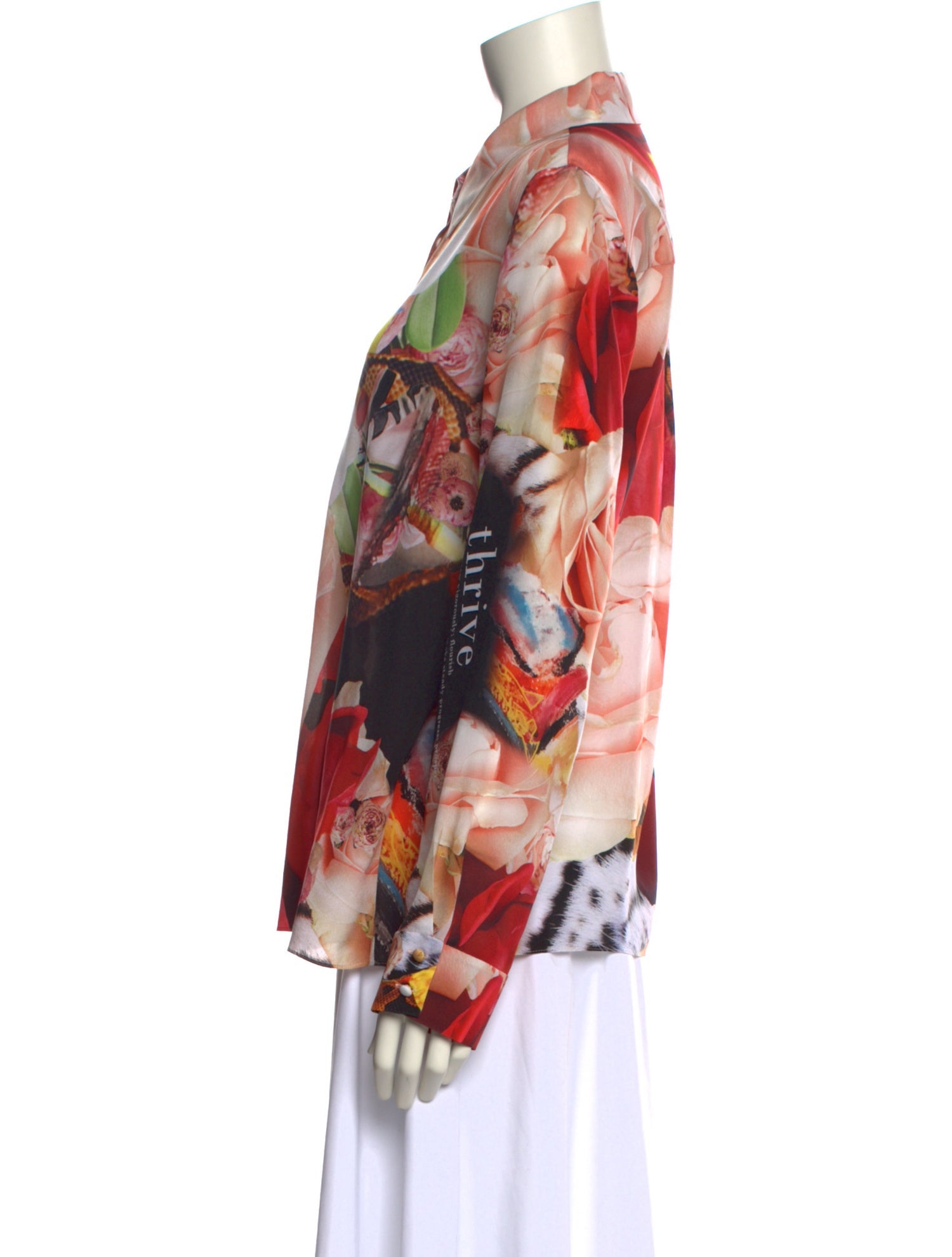 Alice + Olivia Silk Floral Print Button-Up Top
