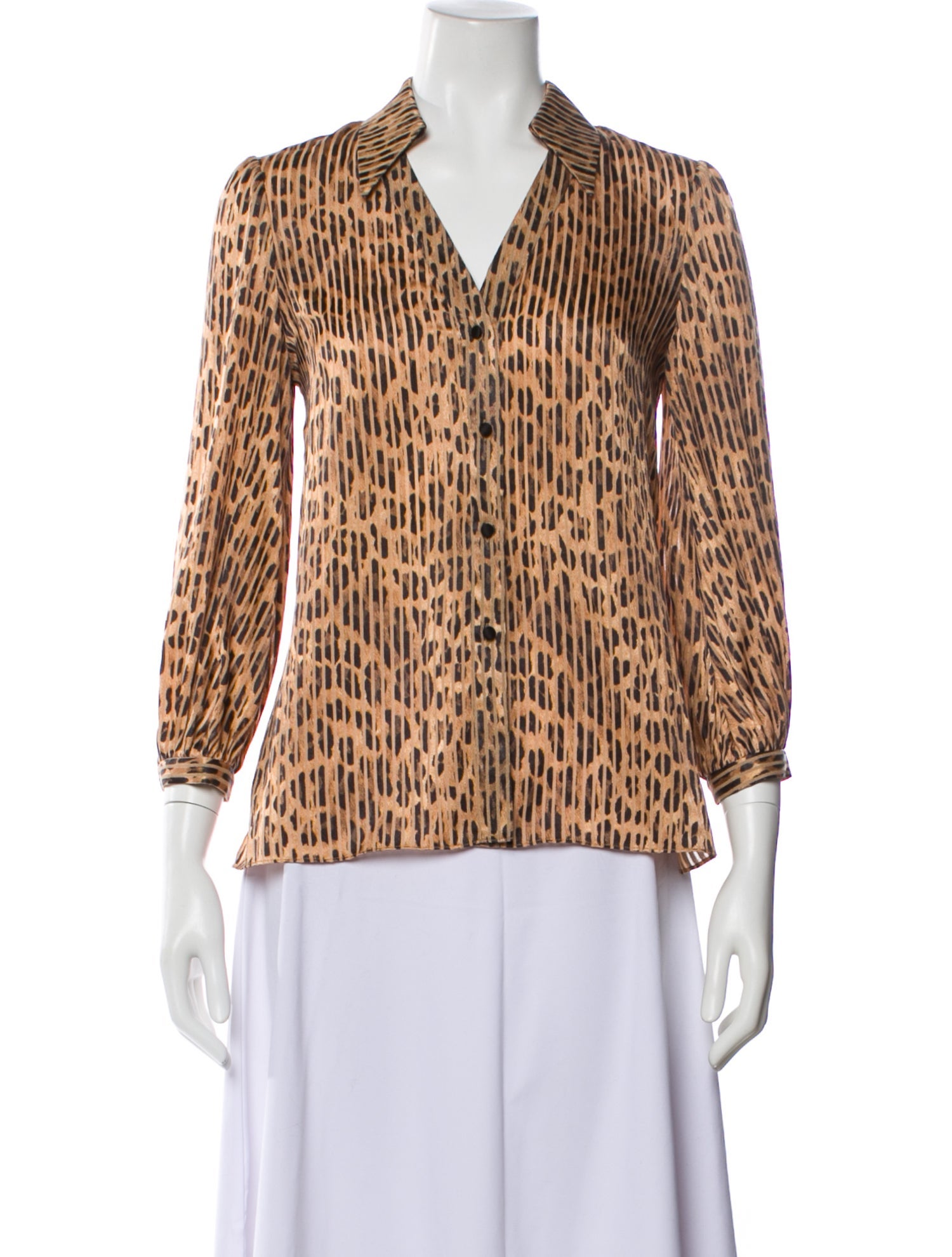 Alice + Olivia Animal Print V-Neck Blouse