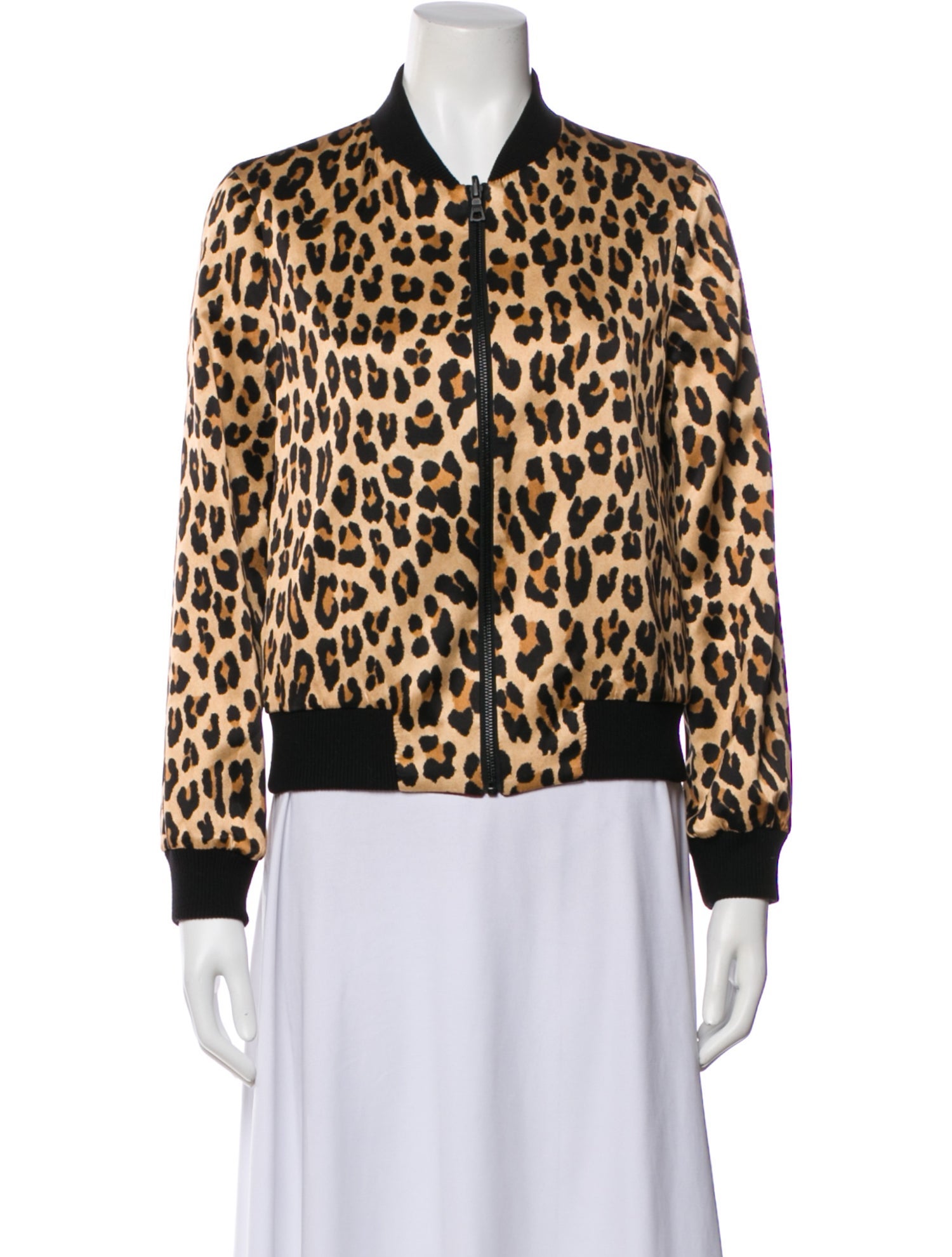 Alice + Olivia Silk Animal Print Bomber Jacket