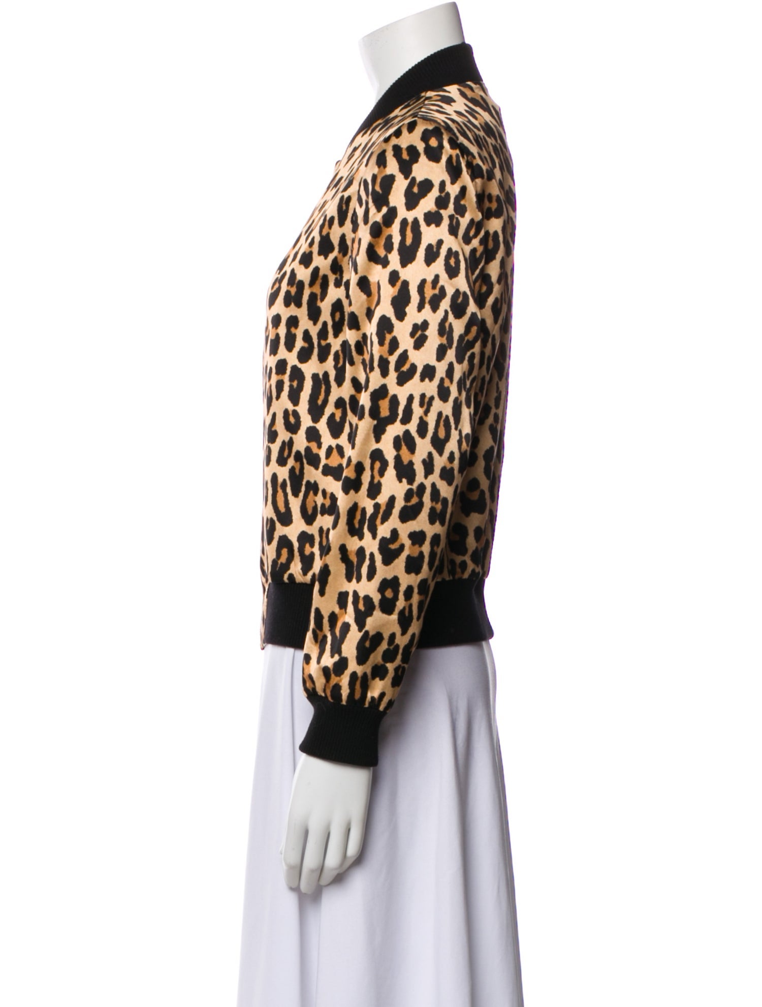 Alice + Olivia Silk Animal Print Bomber Jacket