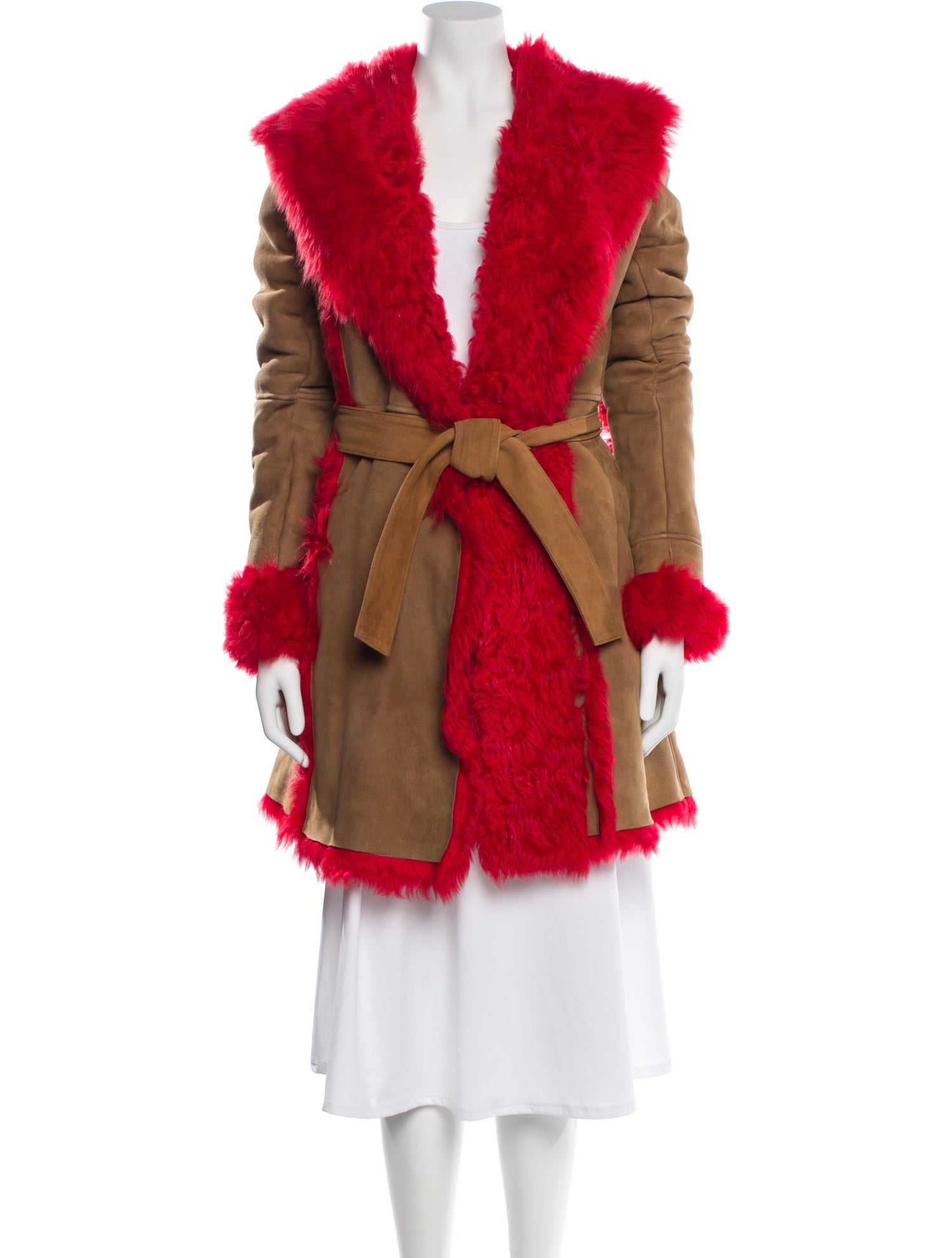 Alice + Olivia Colorblock Pattern Faux Fur Coat