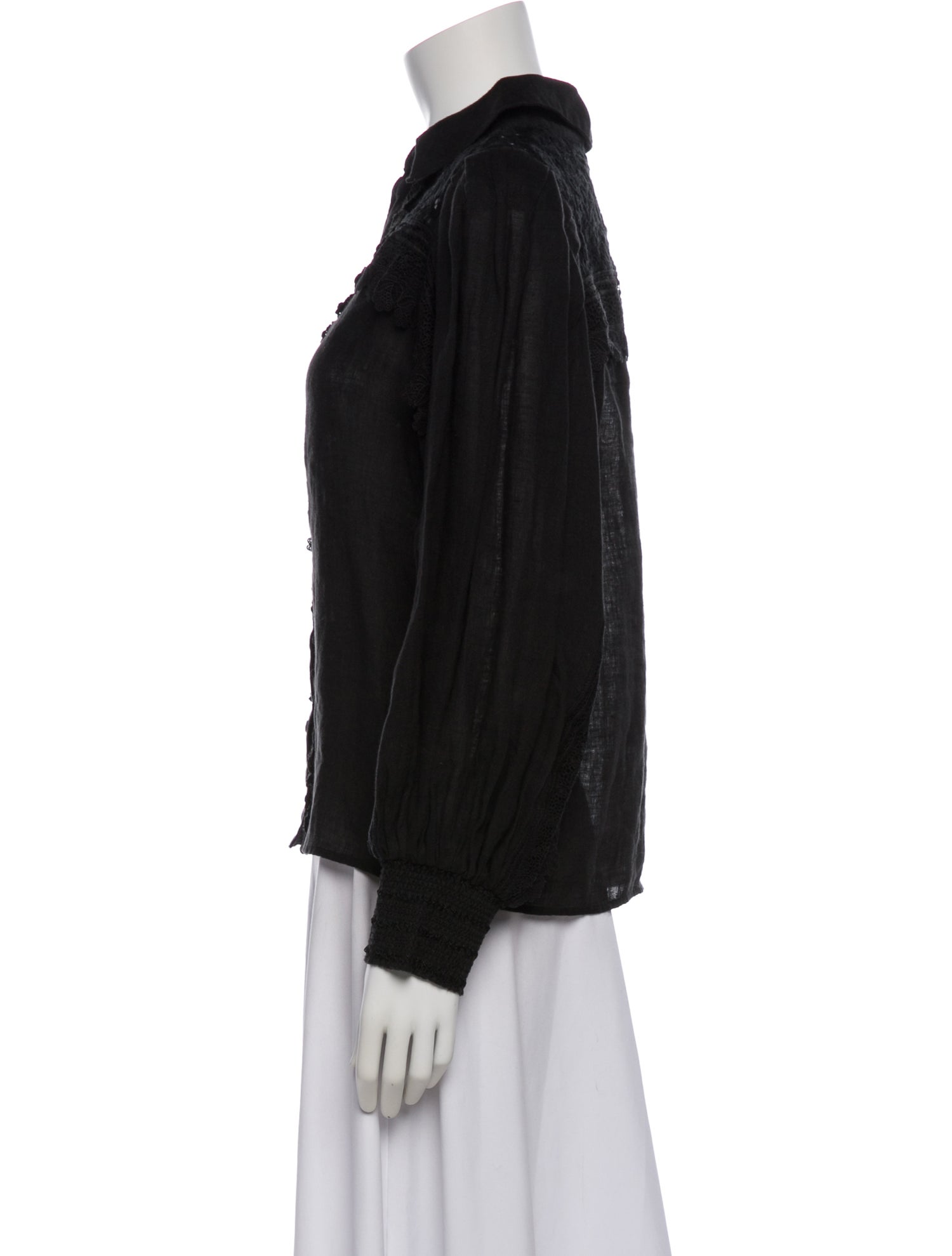 Alice + Olivia Linen V-Neck Blouse